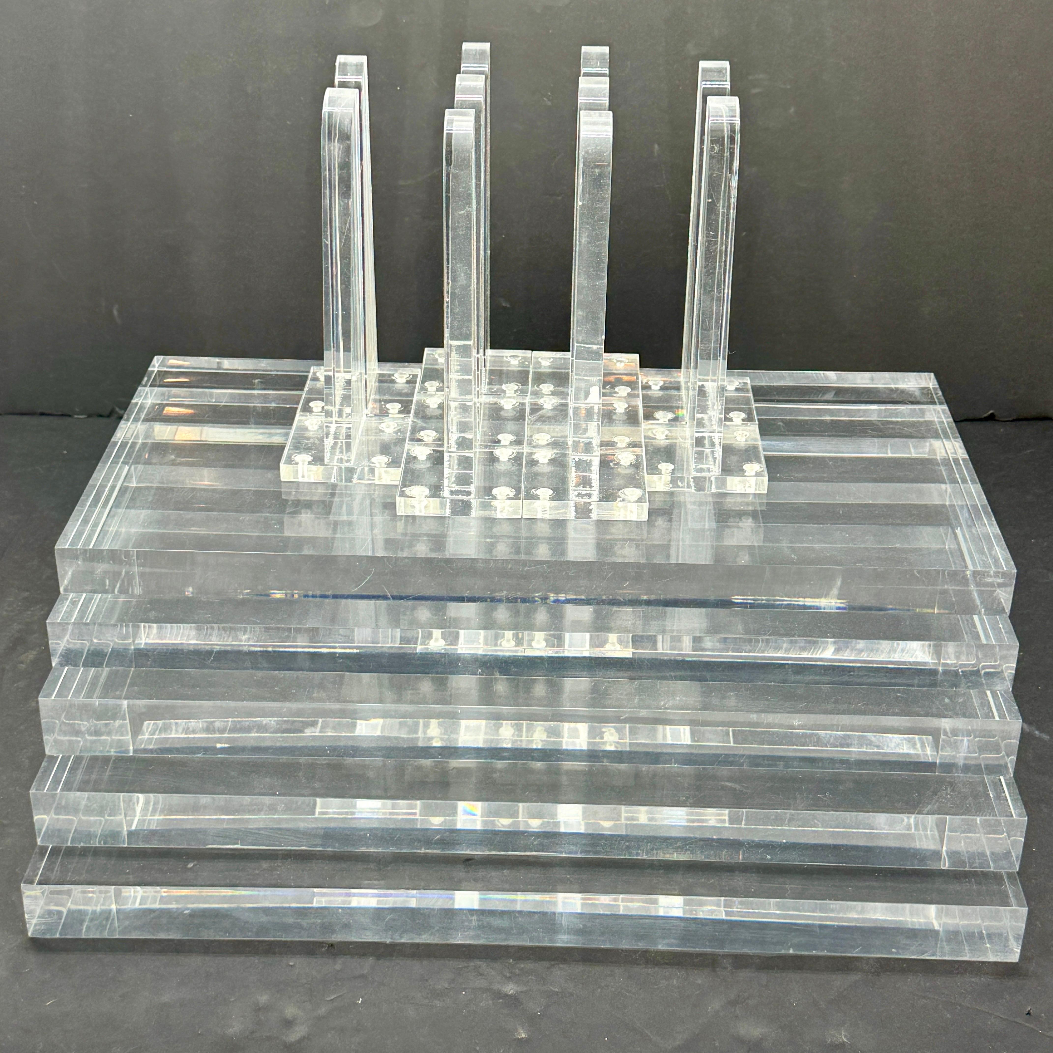 Mid-Century Wall Mounted Floating Lucite Shelves, France 1980’s For Sale 12