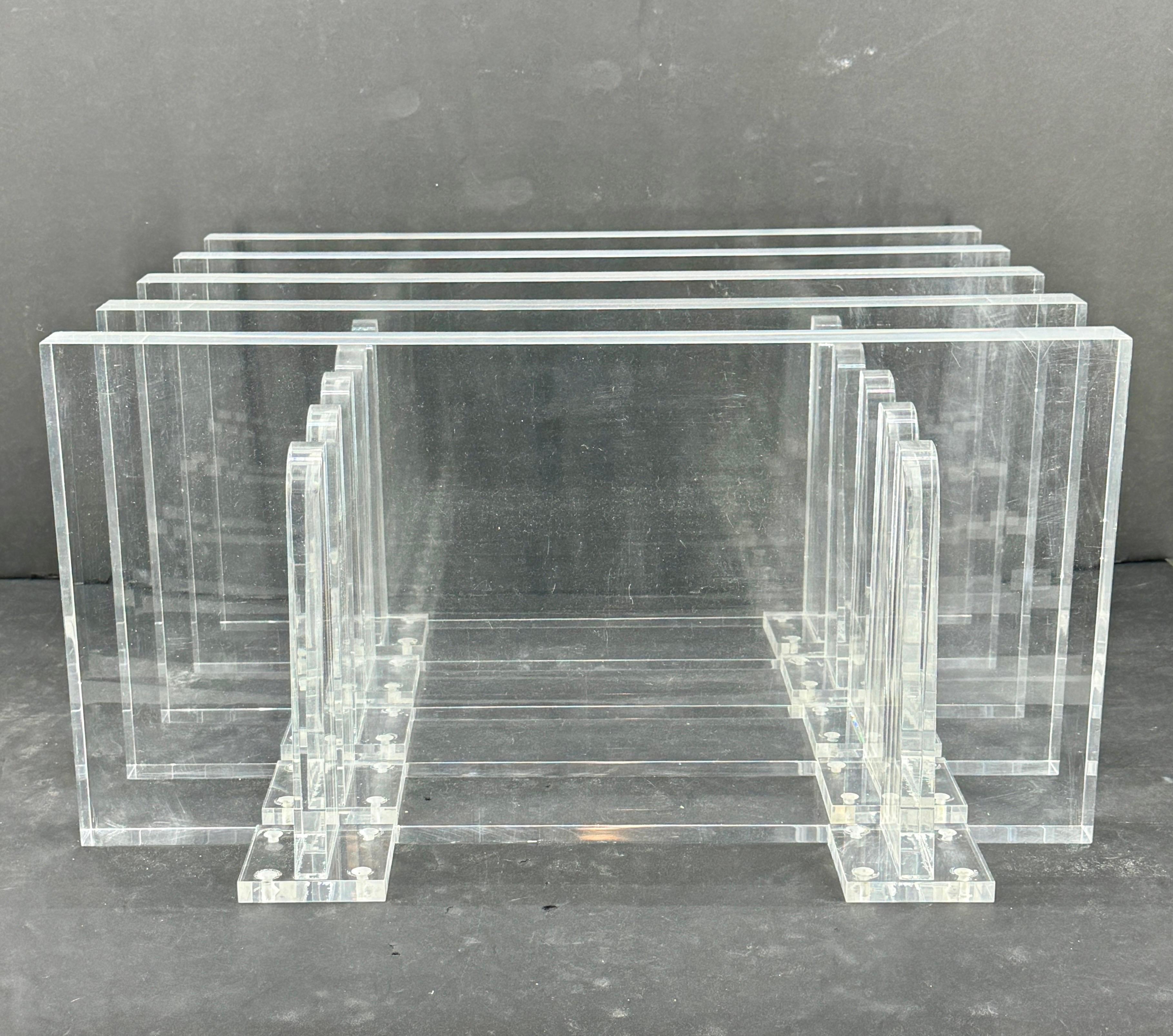 French Mid-Century Wall Mounted Floating Lucite Shelves, France 1980’s For Sale