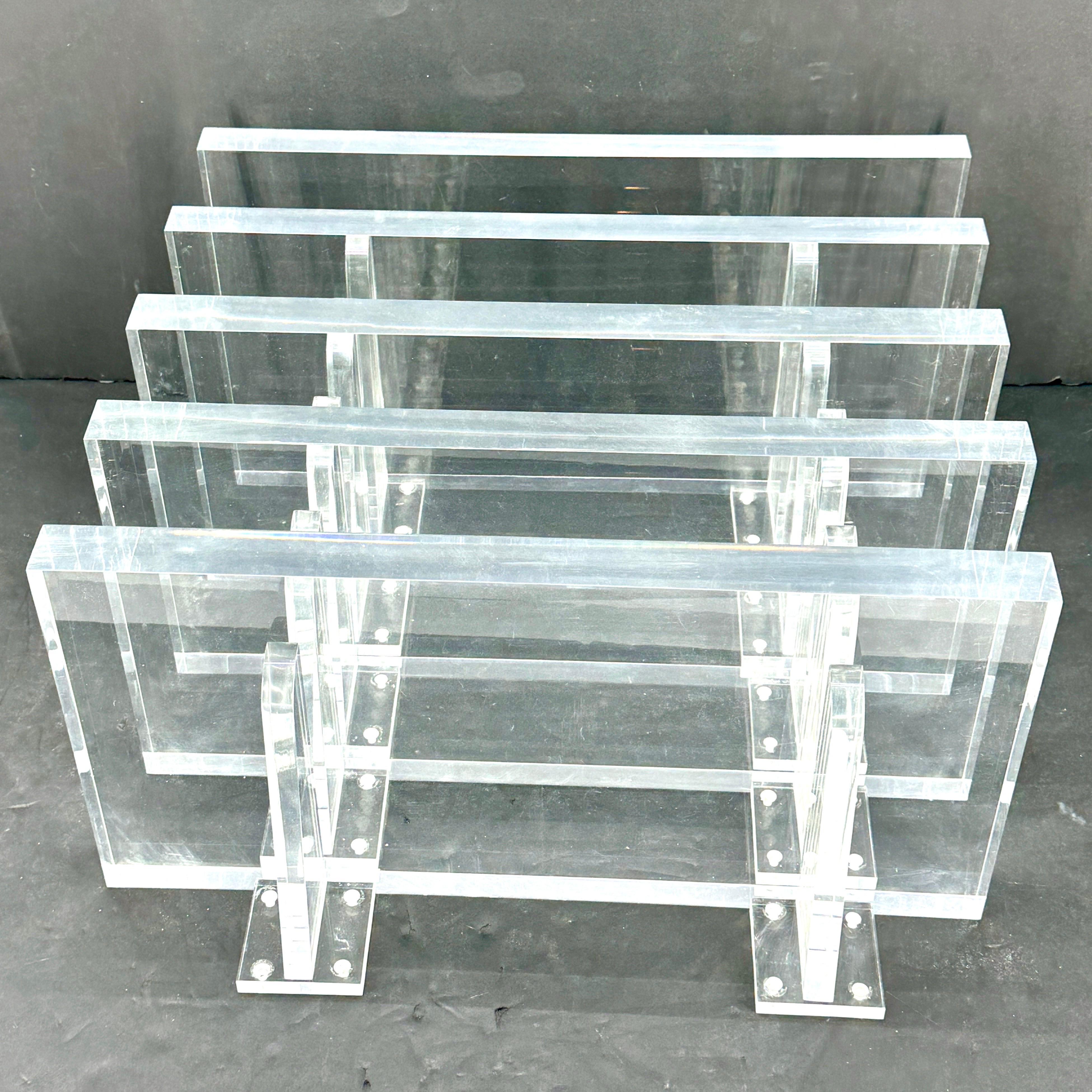 Mid-Century Wall Mounted Floating Lucite Shelves, France 1980’s In Good Condition For Sale In Haddonfield, NJ