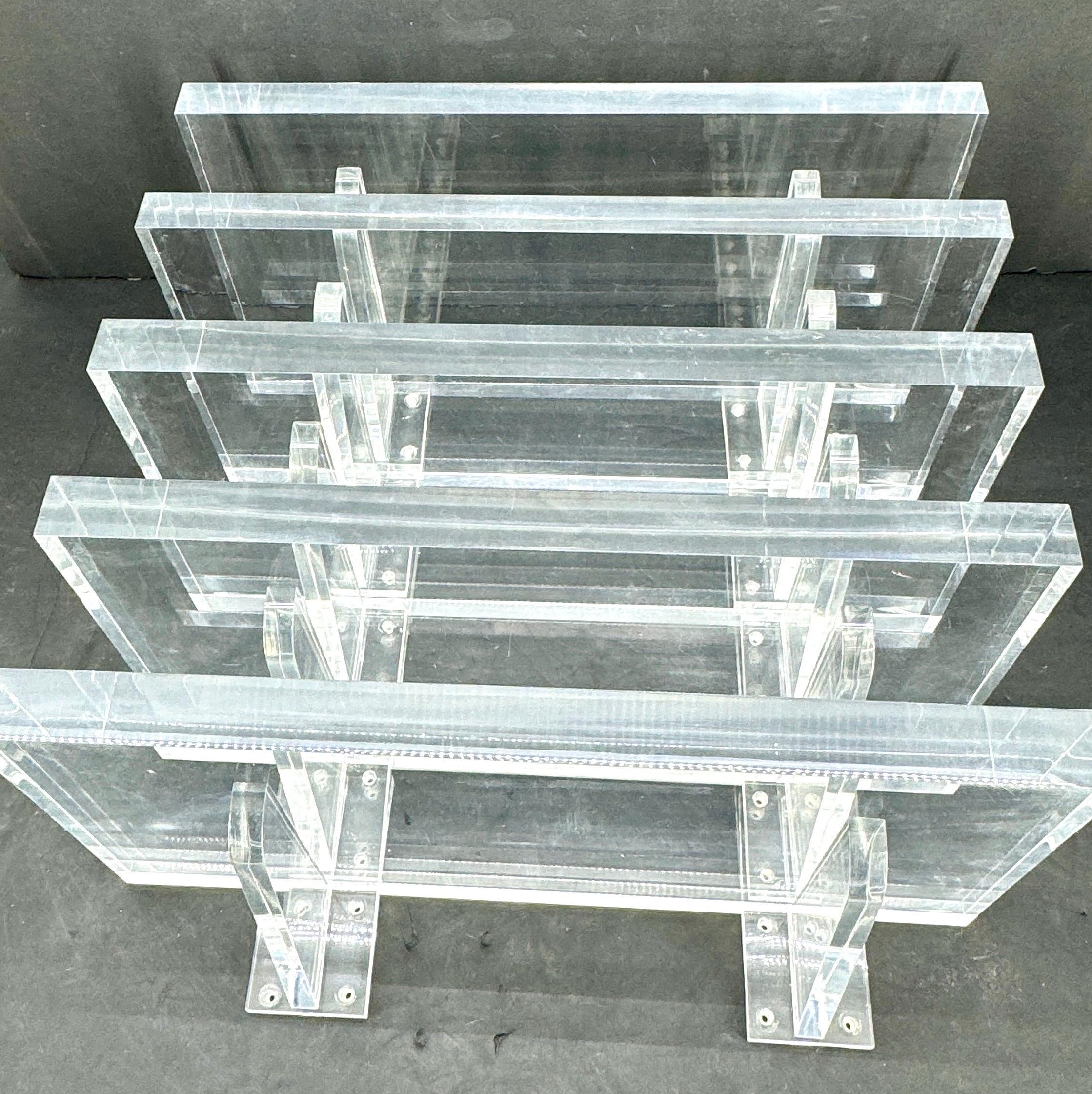 20th Century Mid-Century Wall Mounted Floating Lucite Shelves, France 1980’s For Sale