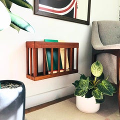 Mid-Century Wall Mounted Teak Magazine Rack