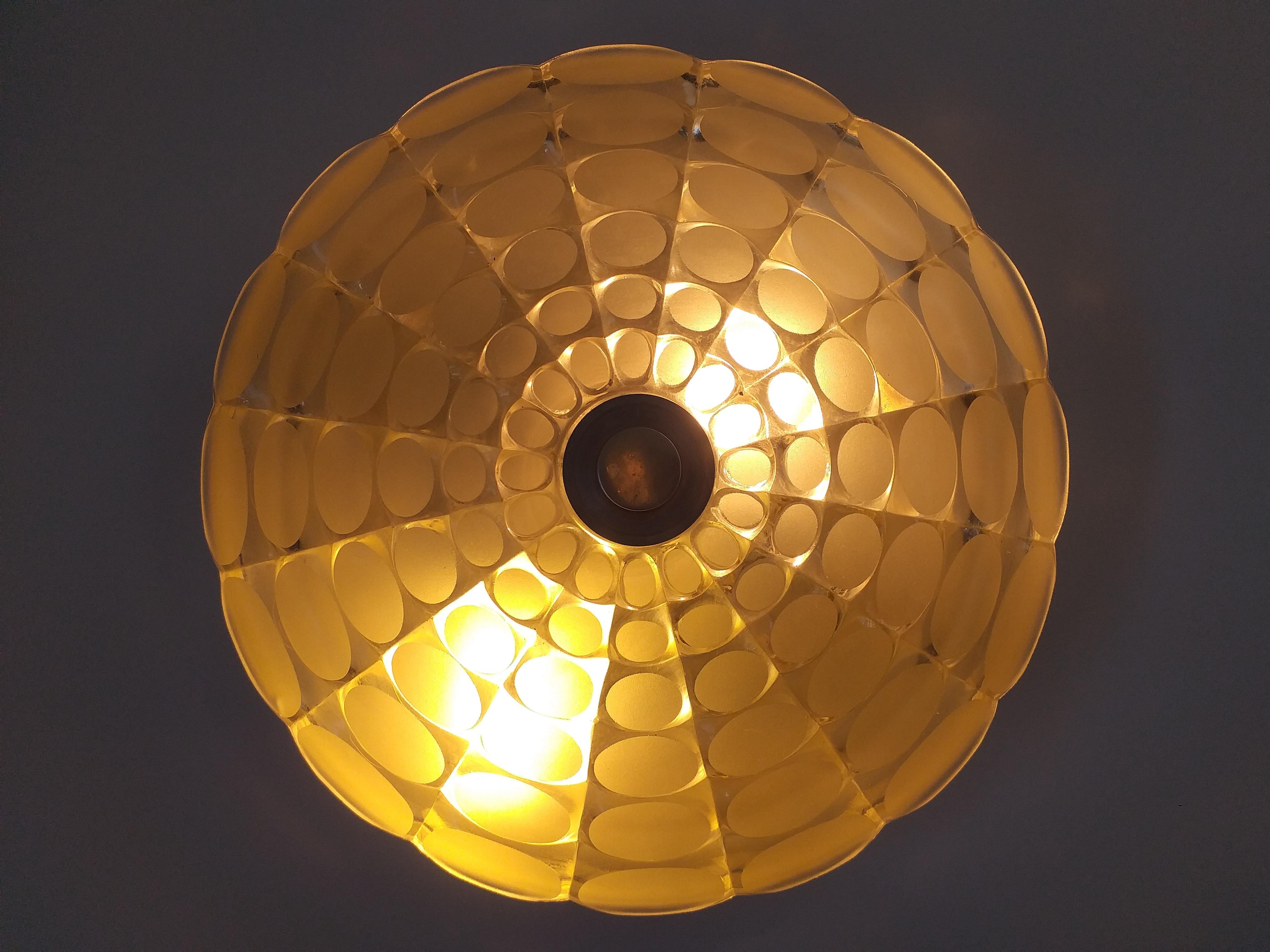 Mid Century Wall or Ceiling Light, Flush Mount, Austria, 1970s For Sale 4