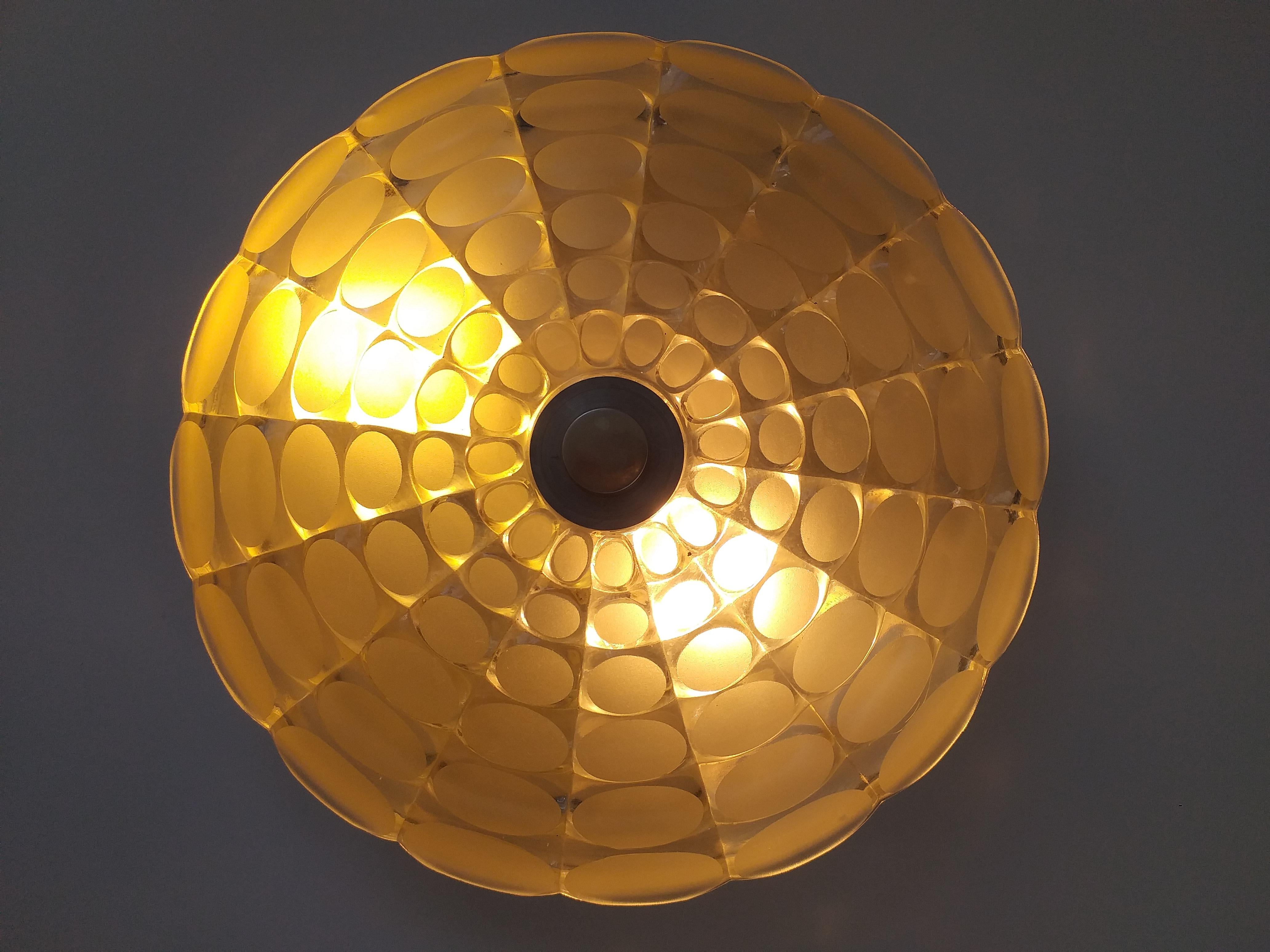 Mid Century Wall or Ceiling Light, Flush Mount, Austria, 1970s For Sale 1