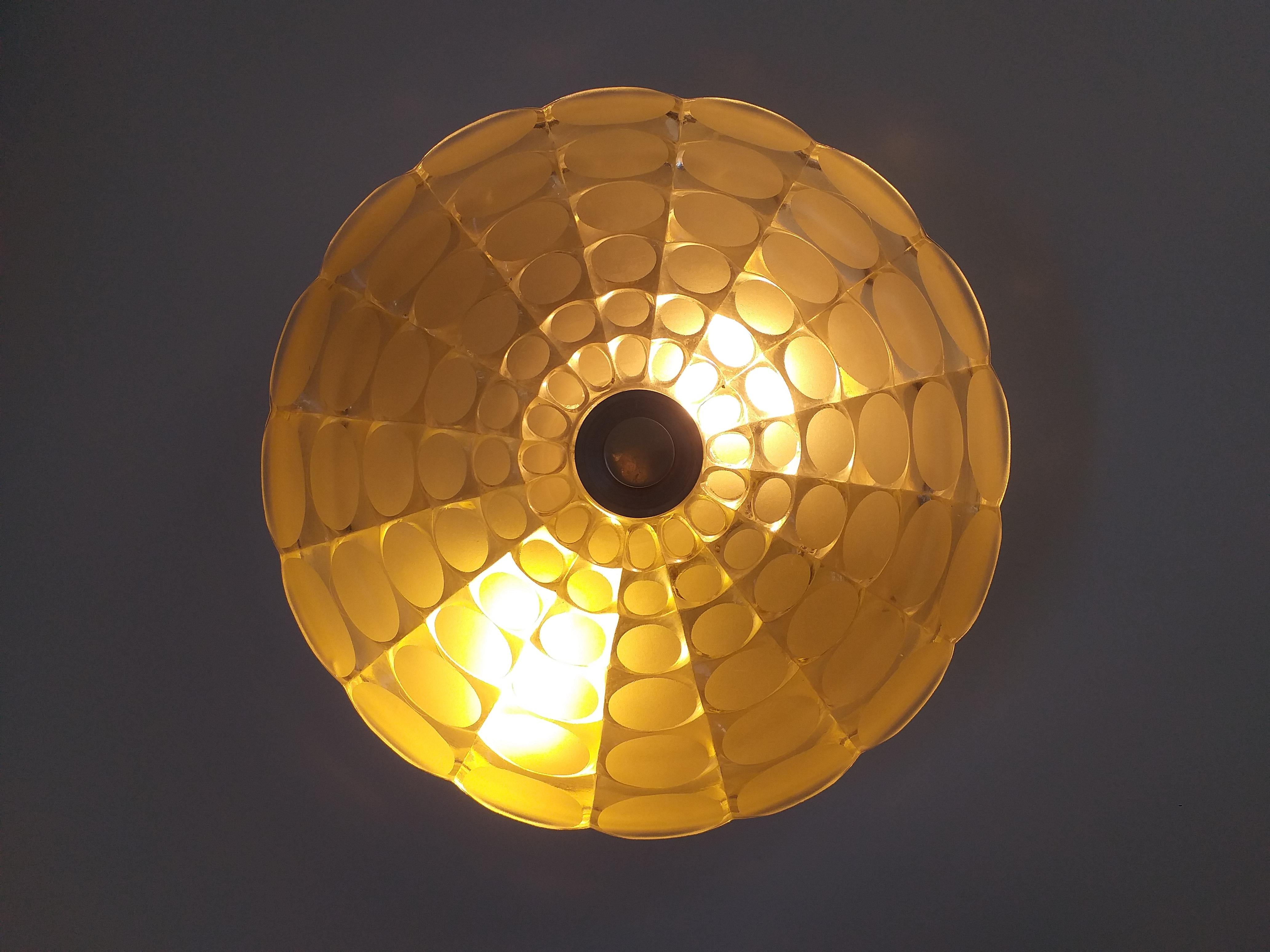 Mid Century Wall or Ceiling Light, Flush Mount, Austria, 1970s For Sale 2