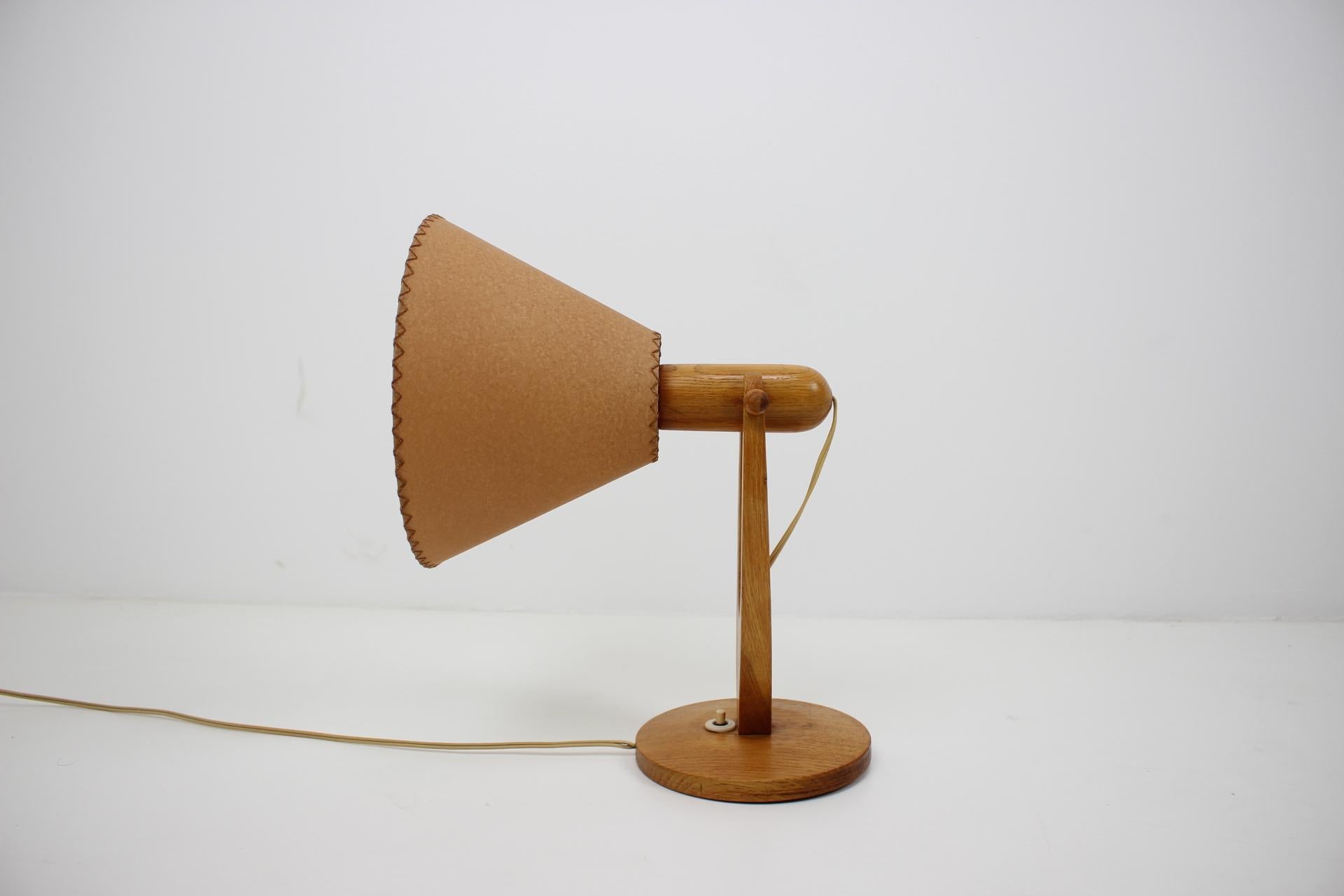 - Made in Czechoslovakia
- Made of wood, pergamen
- New lampshade
- Fully functional
- Very good, original condition.