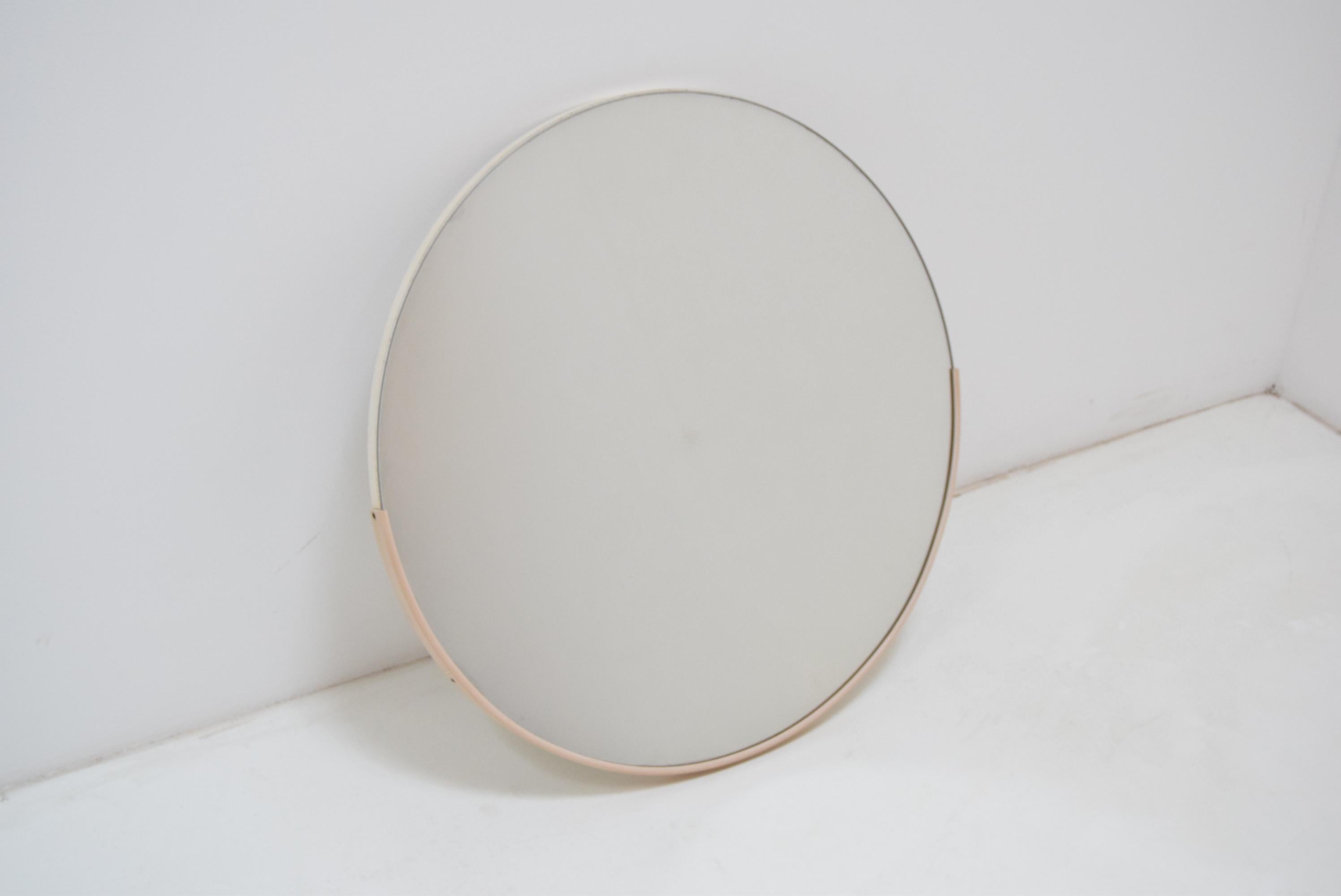 Midcentury Wall Round Mirror, Czechoslovakia, 1970s 3