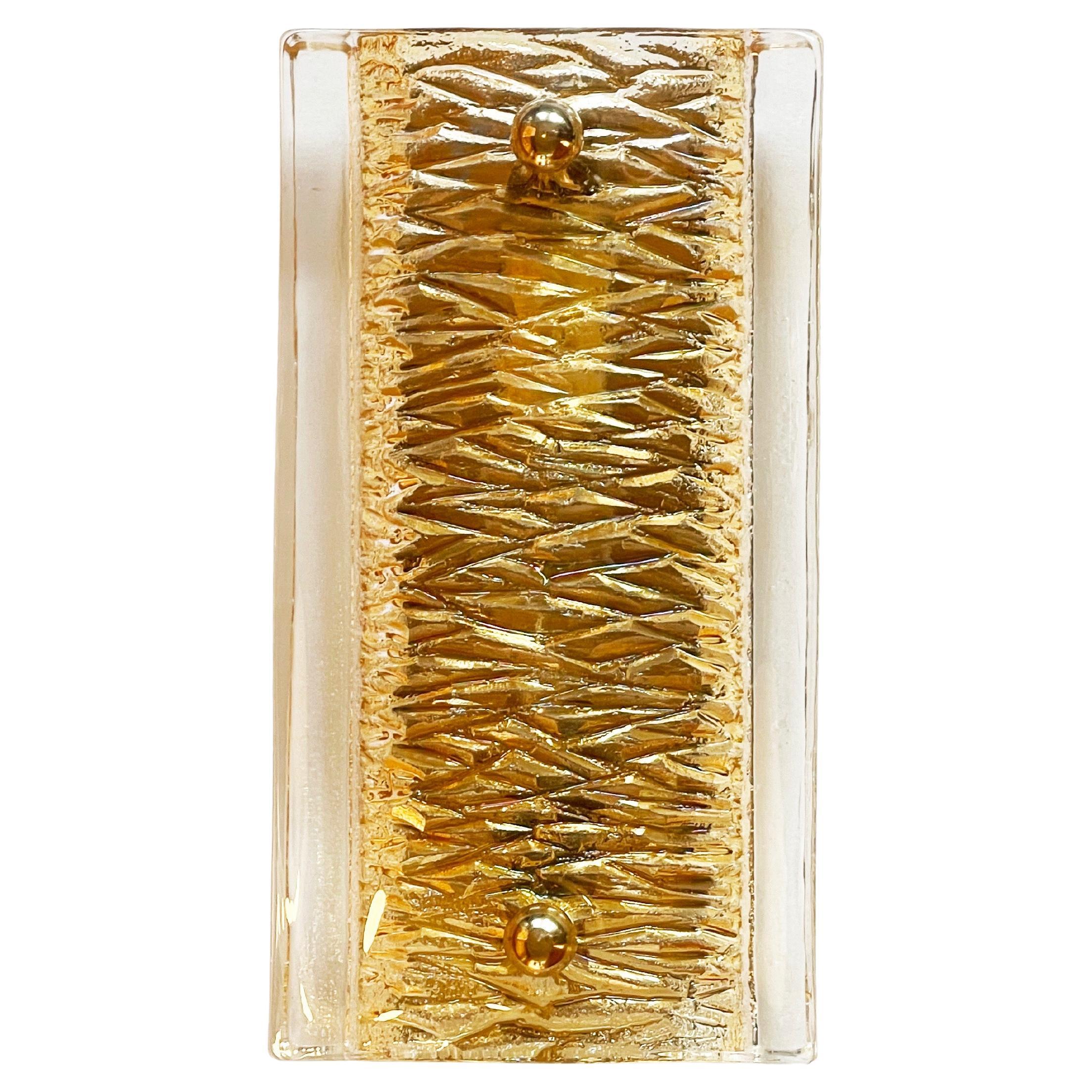Mid Century Wall Sconce by Carl Fagerlund Amber Glass 
Brass, 1960s Denmark