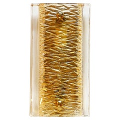 Mid Century Wall Sconce by Carl Fagerlund Amber Glass 
Brass, 1960s Denmark