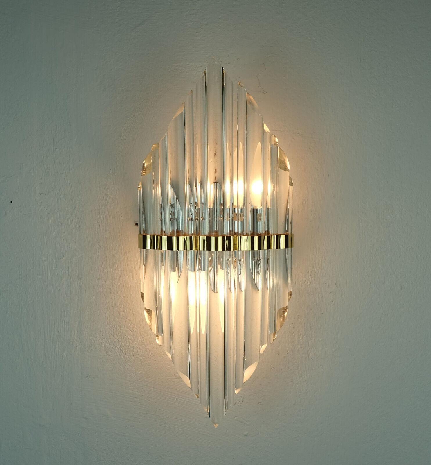 Mid-Century Modern mid century WALL SCONCE glass rods and metal hollywood regency style For Sale