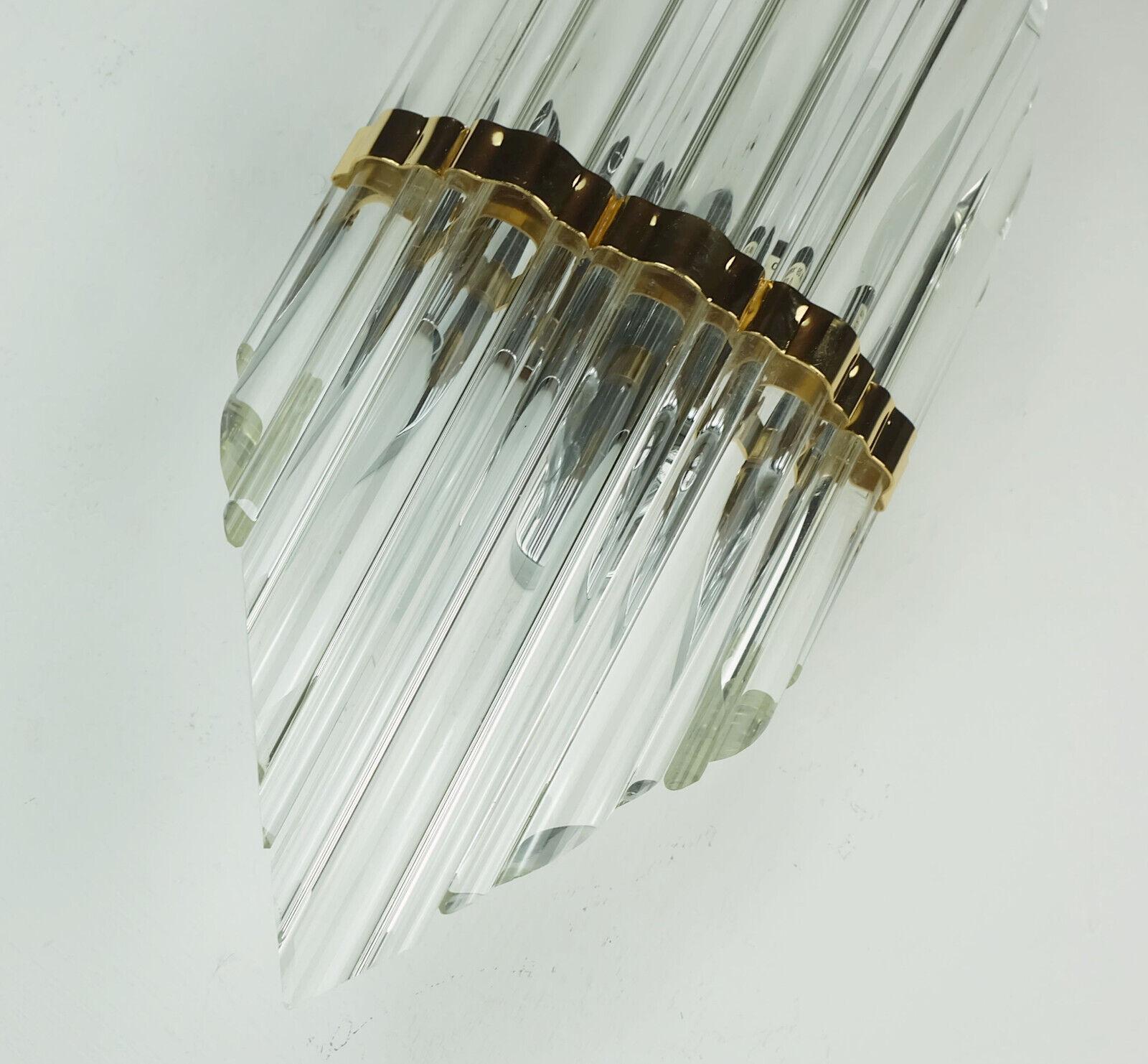 Glass mid century WALL SCONCE glass rods and metal hollywood regency style For Sale