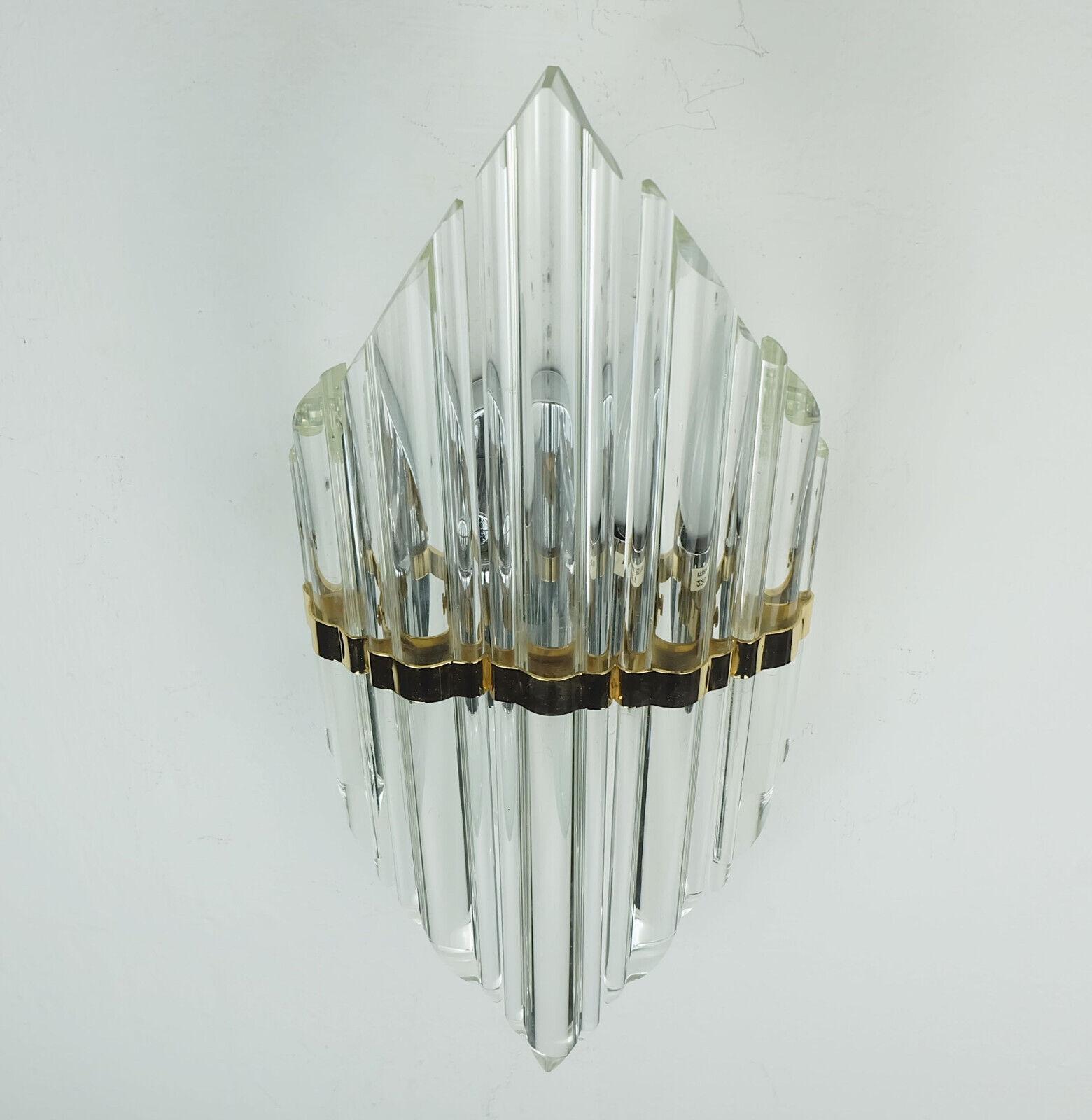 mid century WALL SCONCE glass rods and metal hollywood regency style For Sale 1