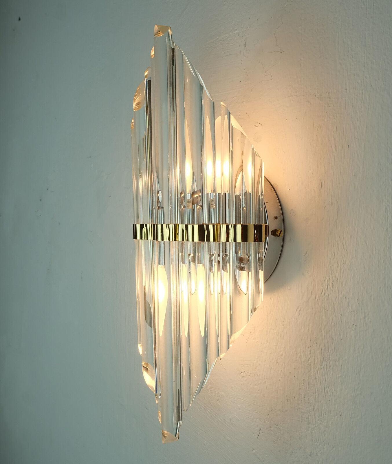 mid century WALL SCONCE glass rods and metal hollywood regency style For Sale 2