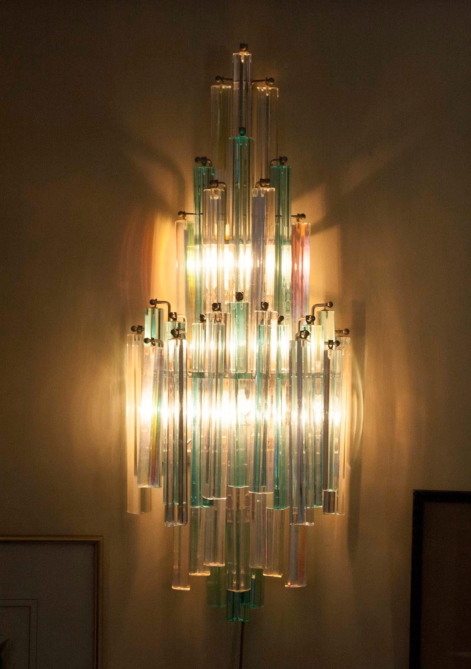 Mid-Century Wall Sconce with Murano Crystal Drops by Paolo Venini 3