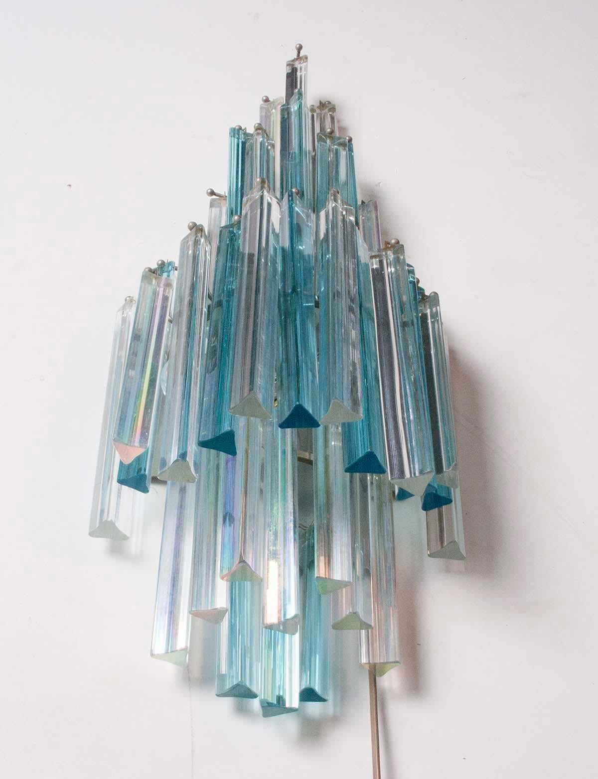 Mid-Century Wall Sconce with Murano Crystal Drops by Paolo Venini 8
