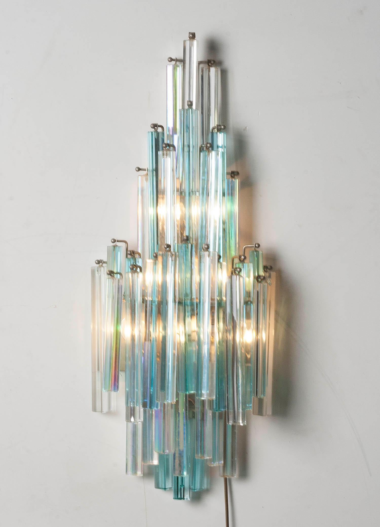 Mid-Century Modern Mid-Century Wall Sconce with Murano Crystal Drops by Paolo Venini