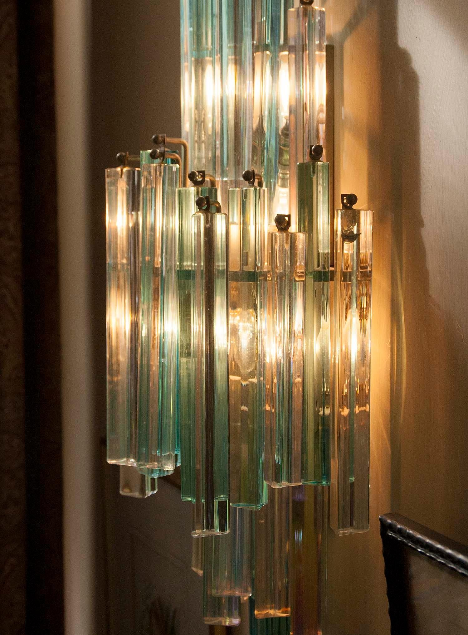 Mid-Century Wall Sconce with Murano Crystal Drops by Paolo Venini 1