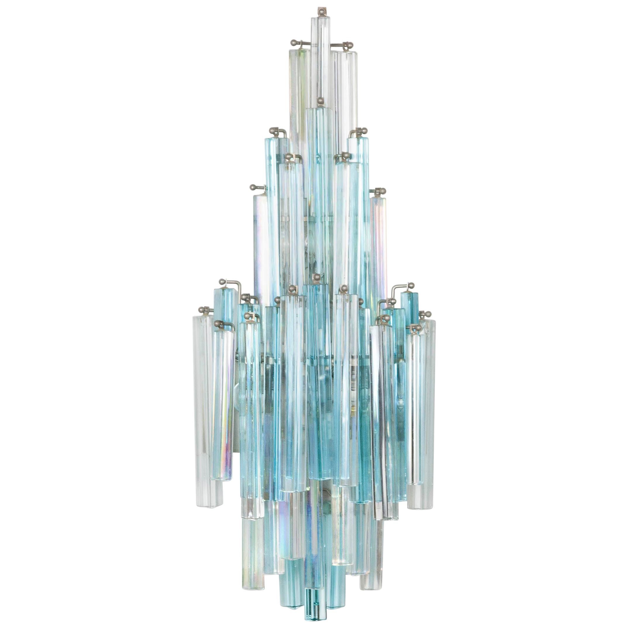 Mid-Century Wall Sconce with Murano Crystal Drops by Paolo Venini