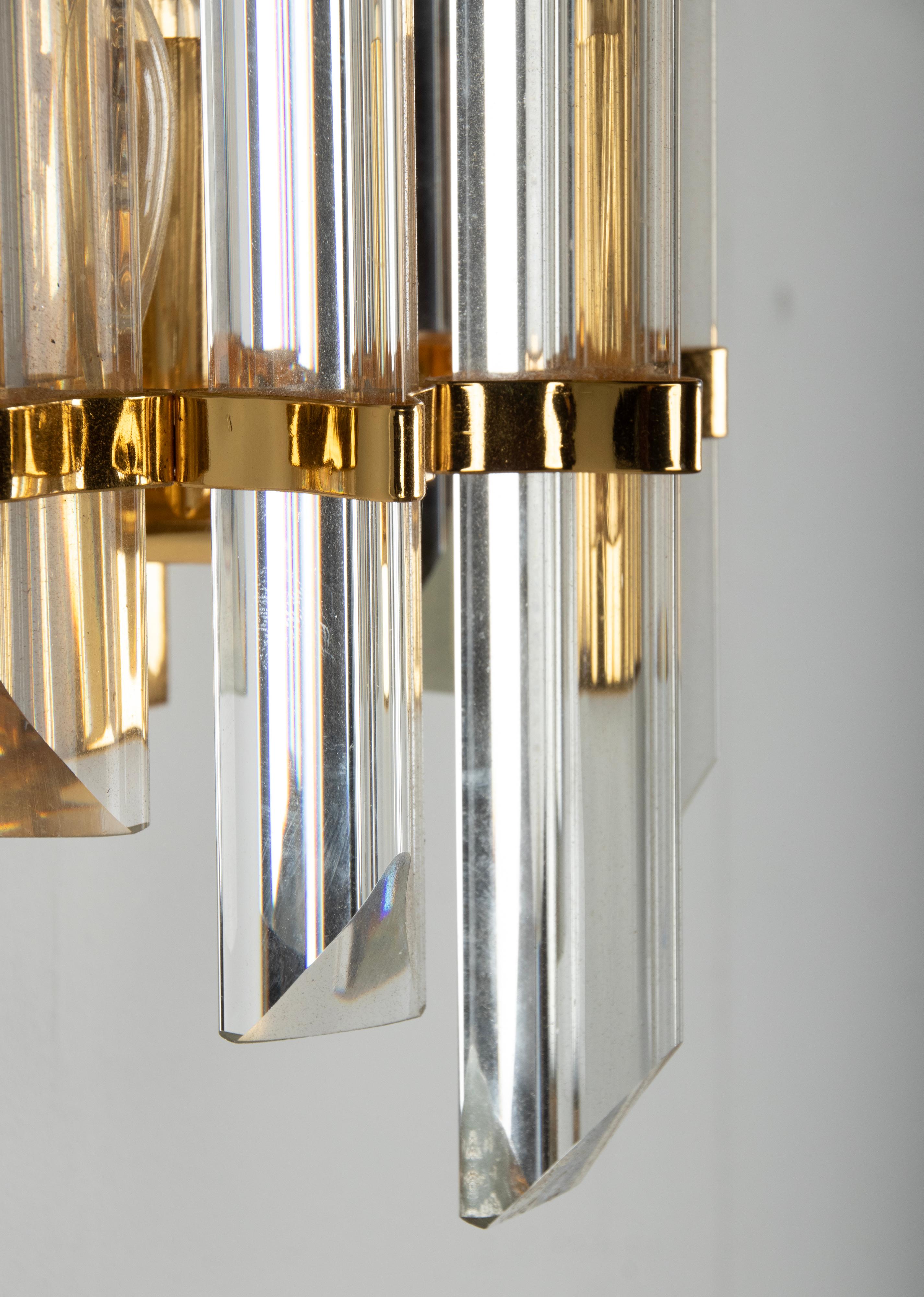 Mid-Century Wall Sconce with Murano Crystal Prism Glass Drops For Sale 3