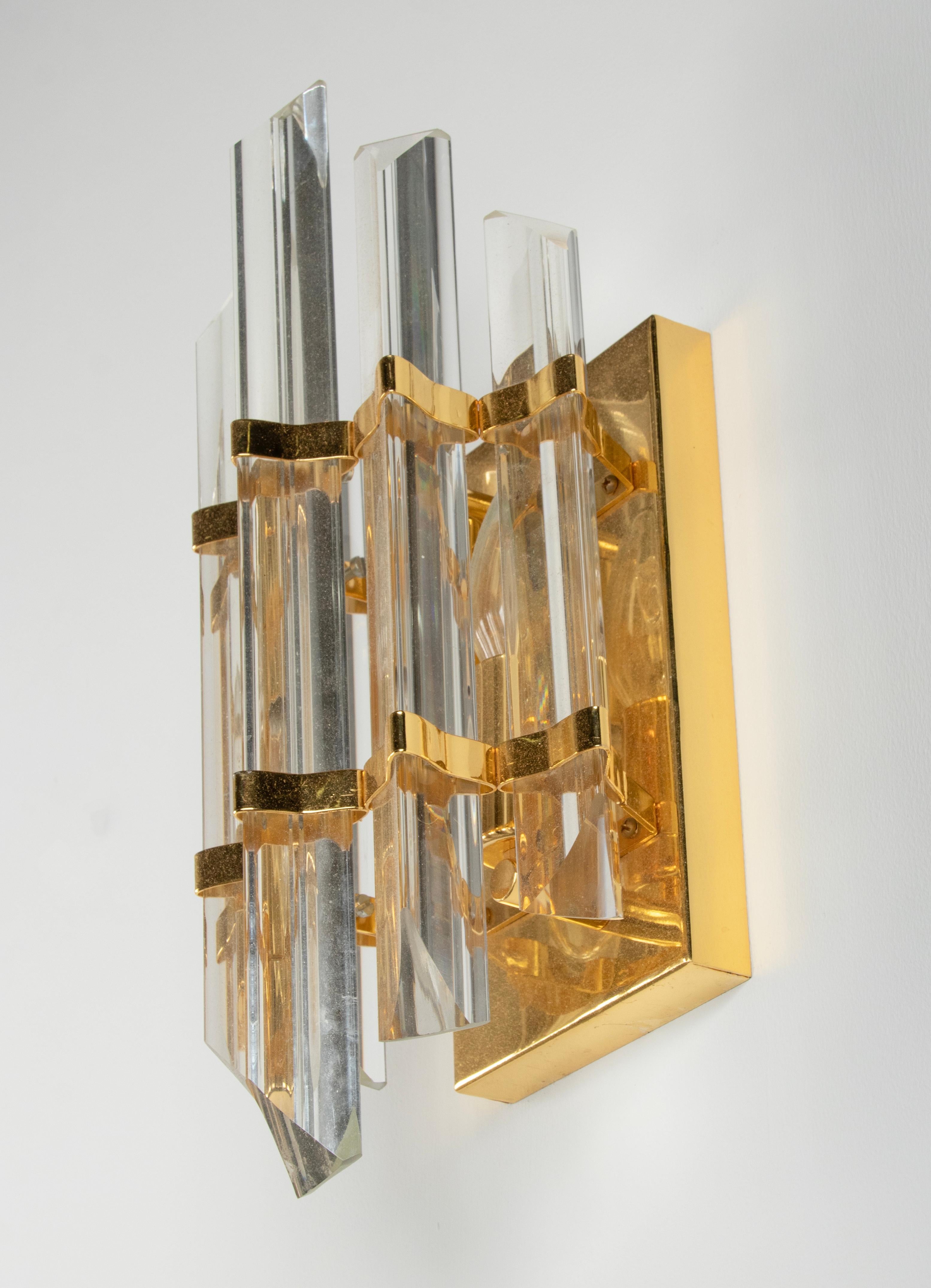 Mid-Century Wall Sconce with Murano Crystal Prism Glass Drops For Sale 4