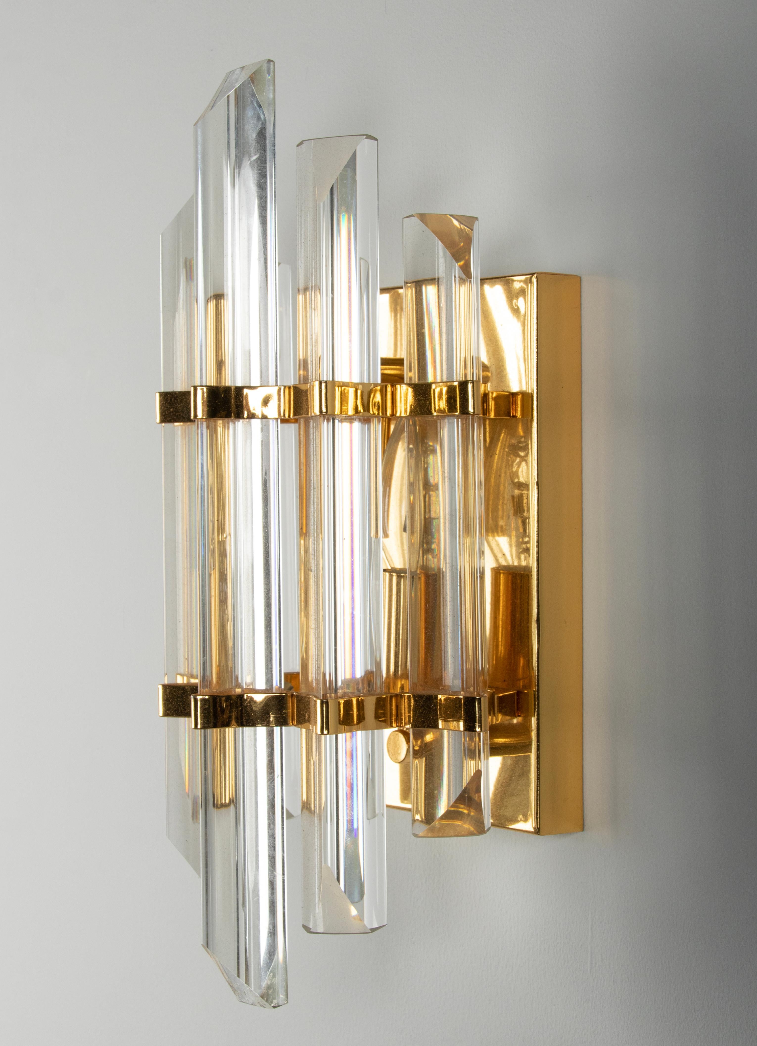 Mid-Century Wall Sconce with Murano Crystal Prism Glass Drops For Sale 5