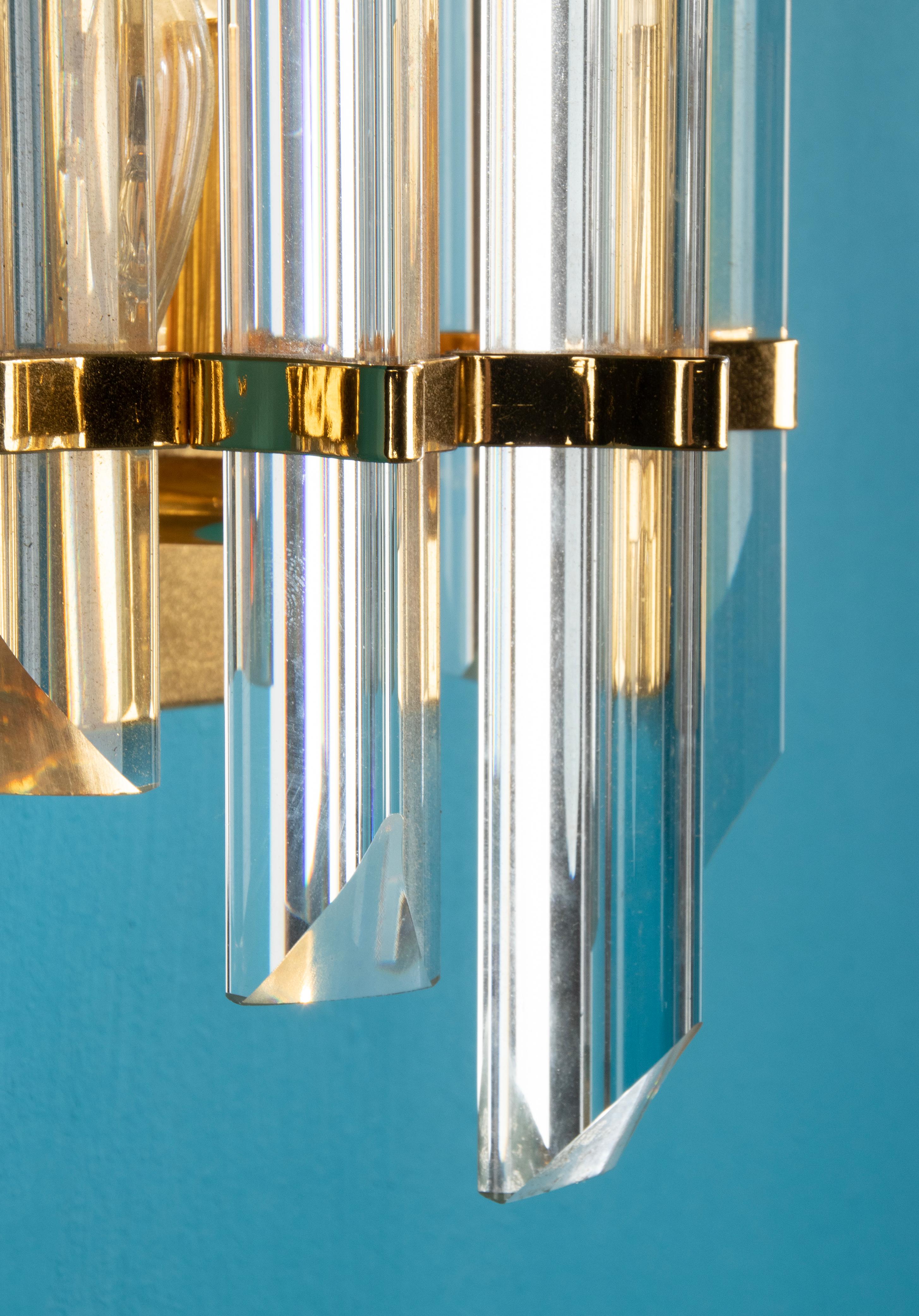 Mid-Century Wall Sconce with Murano Crystal Prism Glass Drops For Sale 8