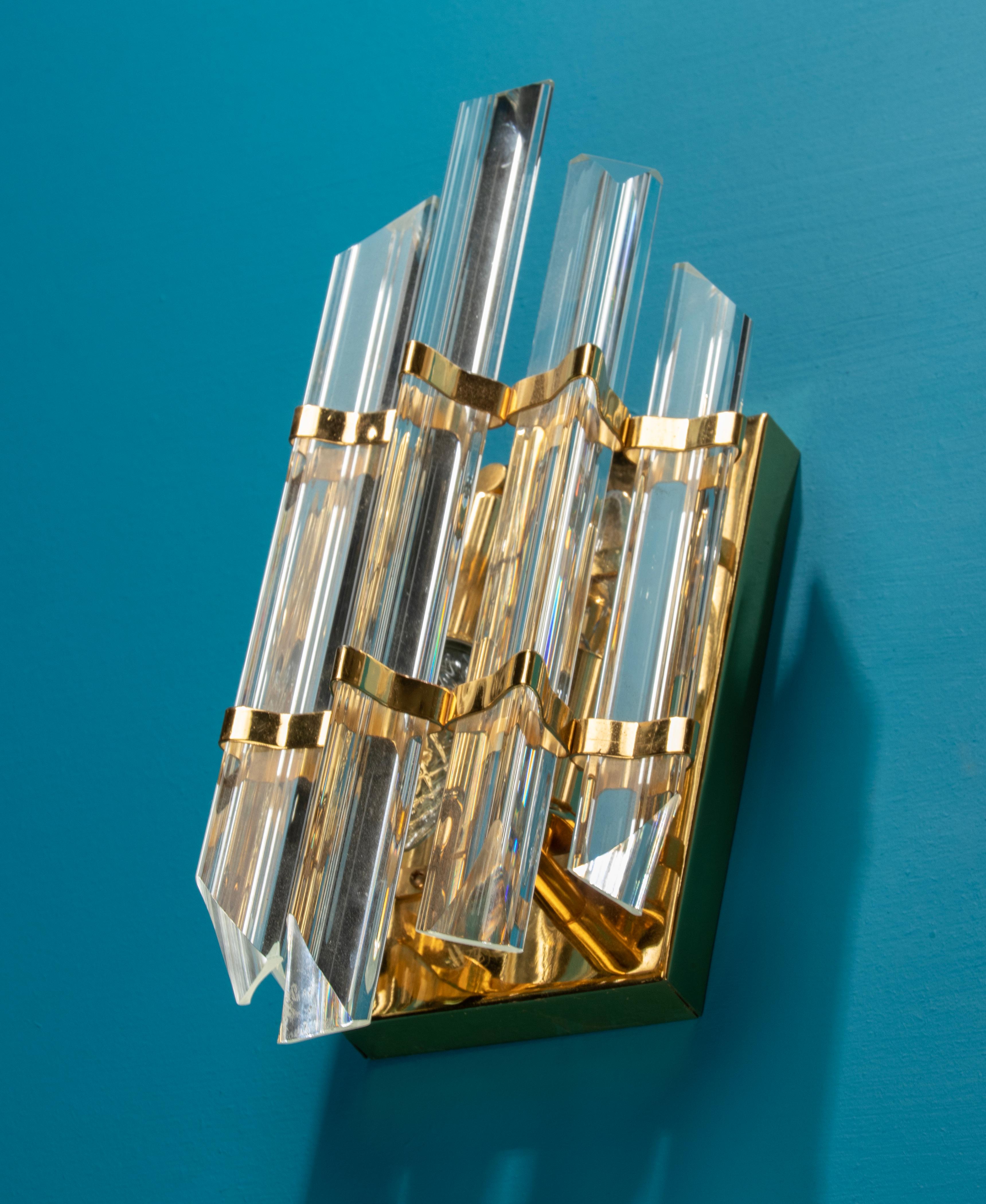 Mid-Century Wall Sconce with Murano Crystal Prism Glass Drops For Sale 2