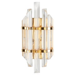 Mid-Century Wall Sconce with Murano Crystal Prism Glass Drops