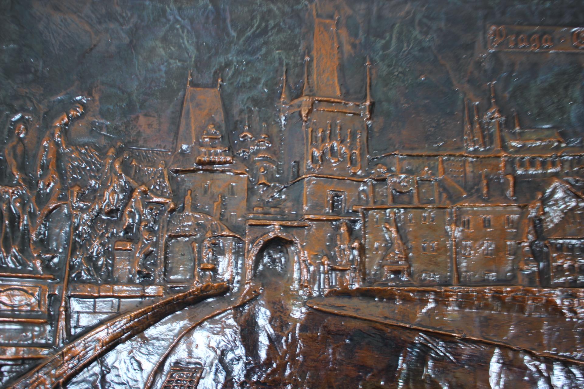Sculpture murale du milieu du siècle en métal cuivré, 1972 en vente 4