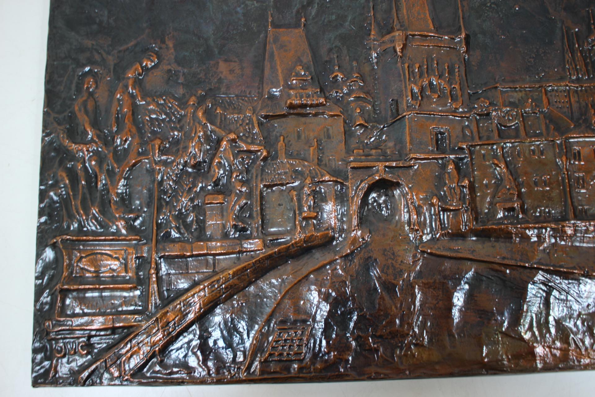 Mid-Century Wall Sculpture Copper Metal, 1972 For Sale 8
