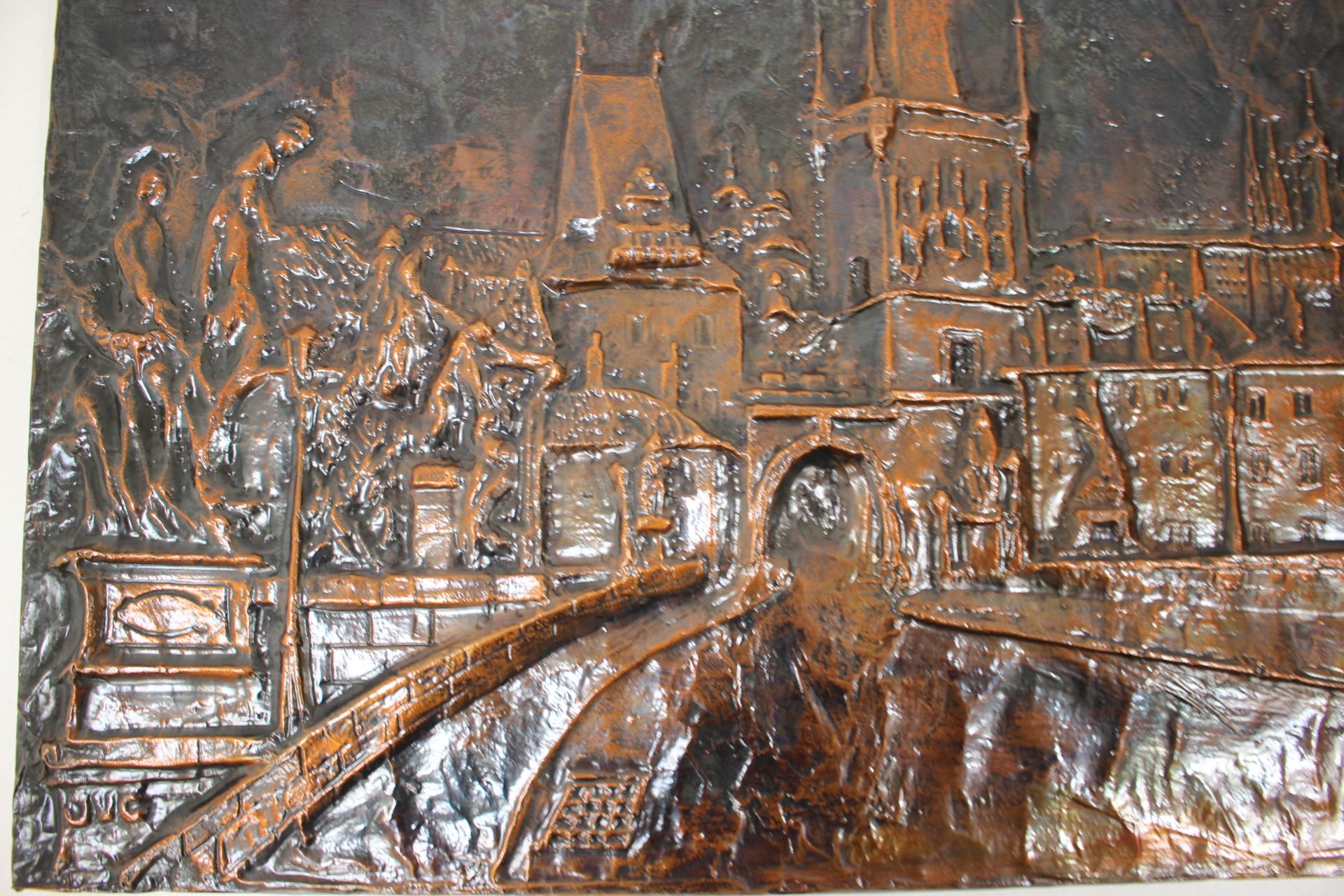 Sculpture murale du milieu du siècle en métal cuivré, 1972 en vente 10
