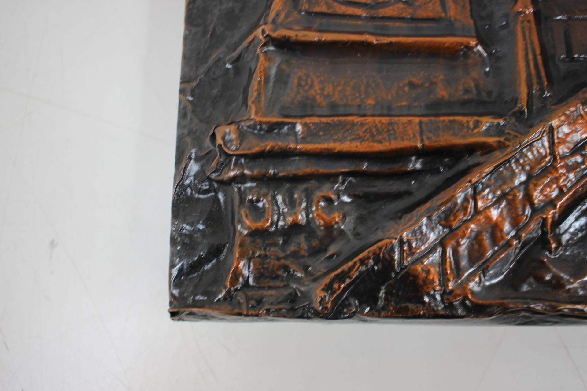 Mid-Century Wall Sculpture Copper Metal, 1972 For Sale 2