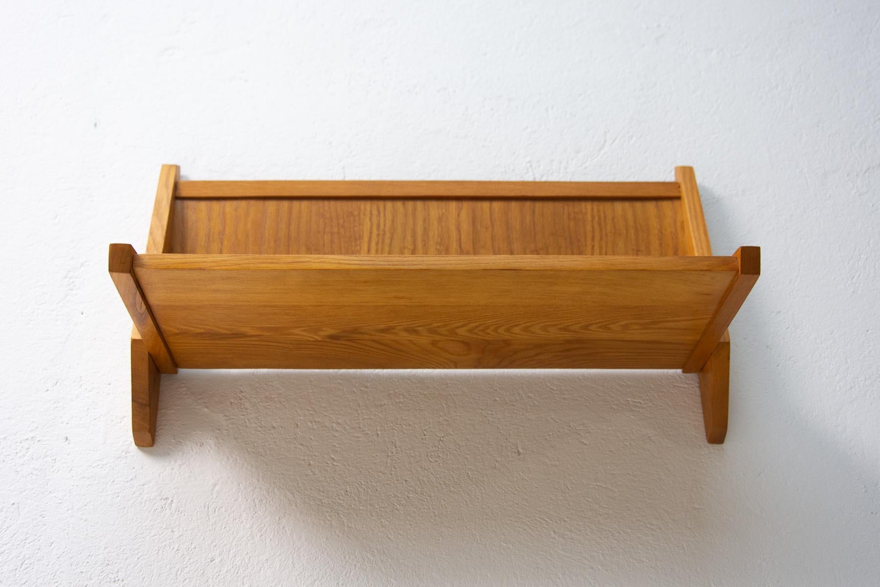 Wood Mid-Century Wall Shelf by ULUV, Czechoslovakia, 1960's For Sale