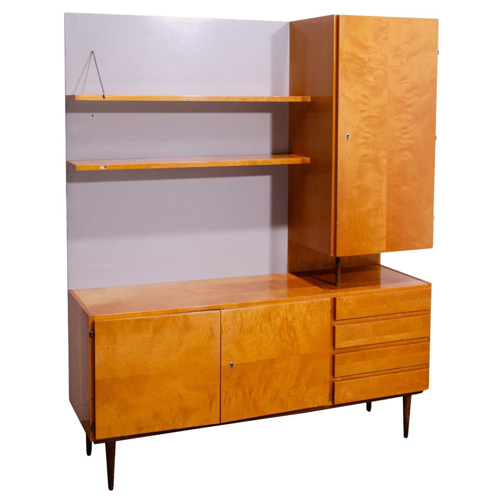 Mid century wall shelf cabinet 1960´s by UP Závody, Czechoslovakia