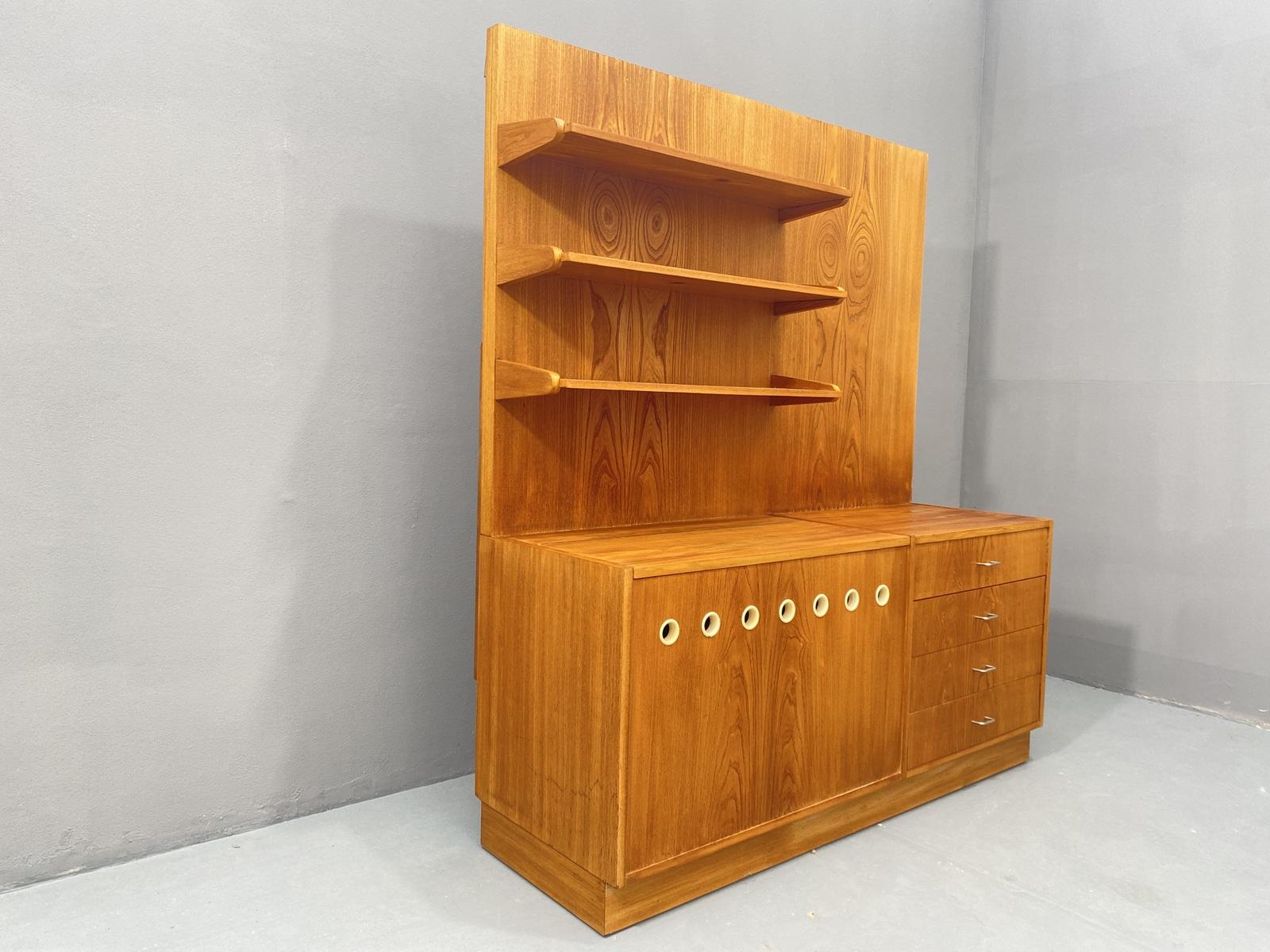 Wood Mid century wall shelf system by Český nábytek, 1960´s, Czechoslovakia For Sale