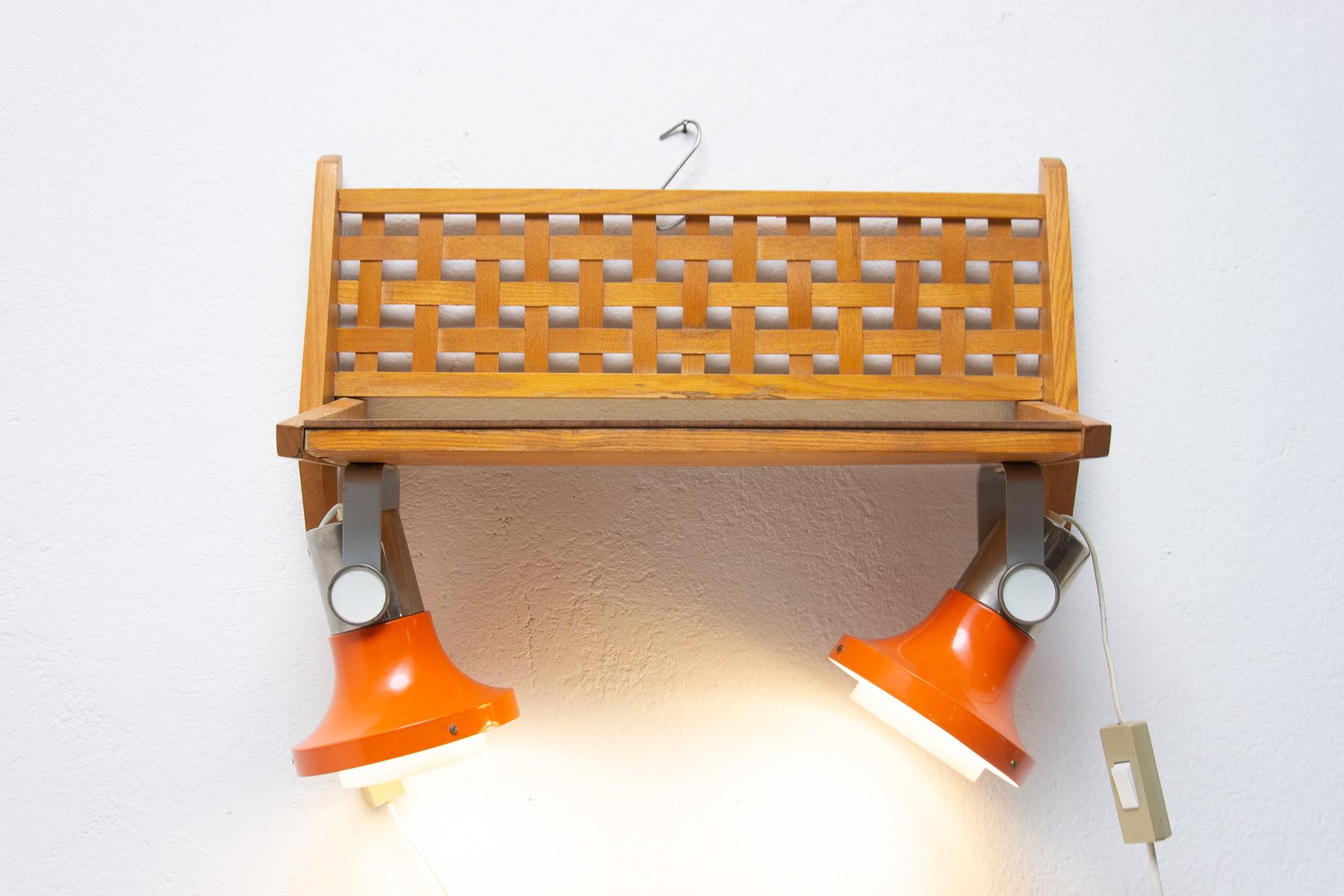 Mid Century Wall Shelf with Built-In Lamps by Uluv, Czechoslovakia 1960´s For Sale 5
