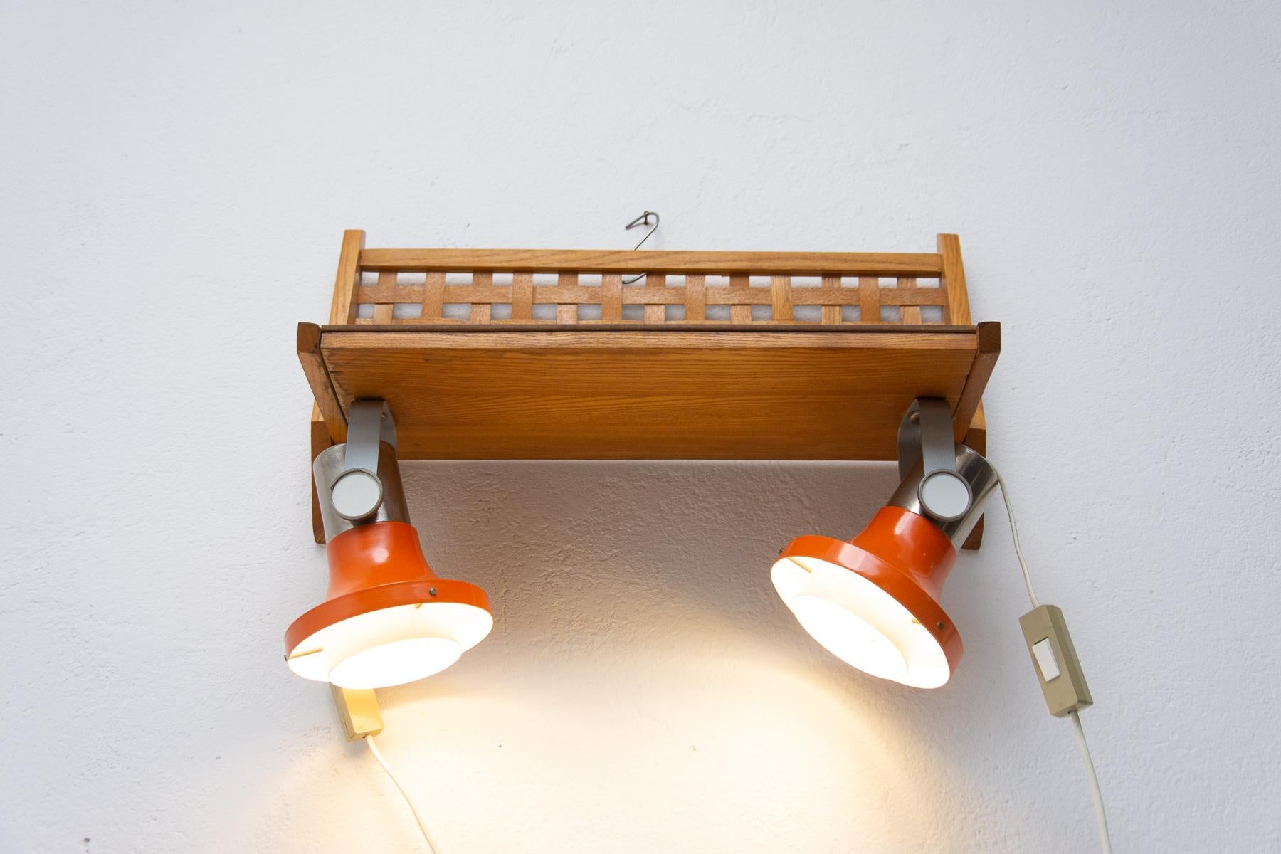 Mid Century Wall Shelf with Built-In Lamps by Uluv, Czechoslovakia 1960´s For Sale 6