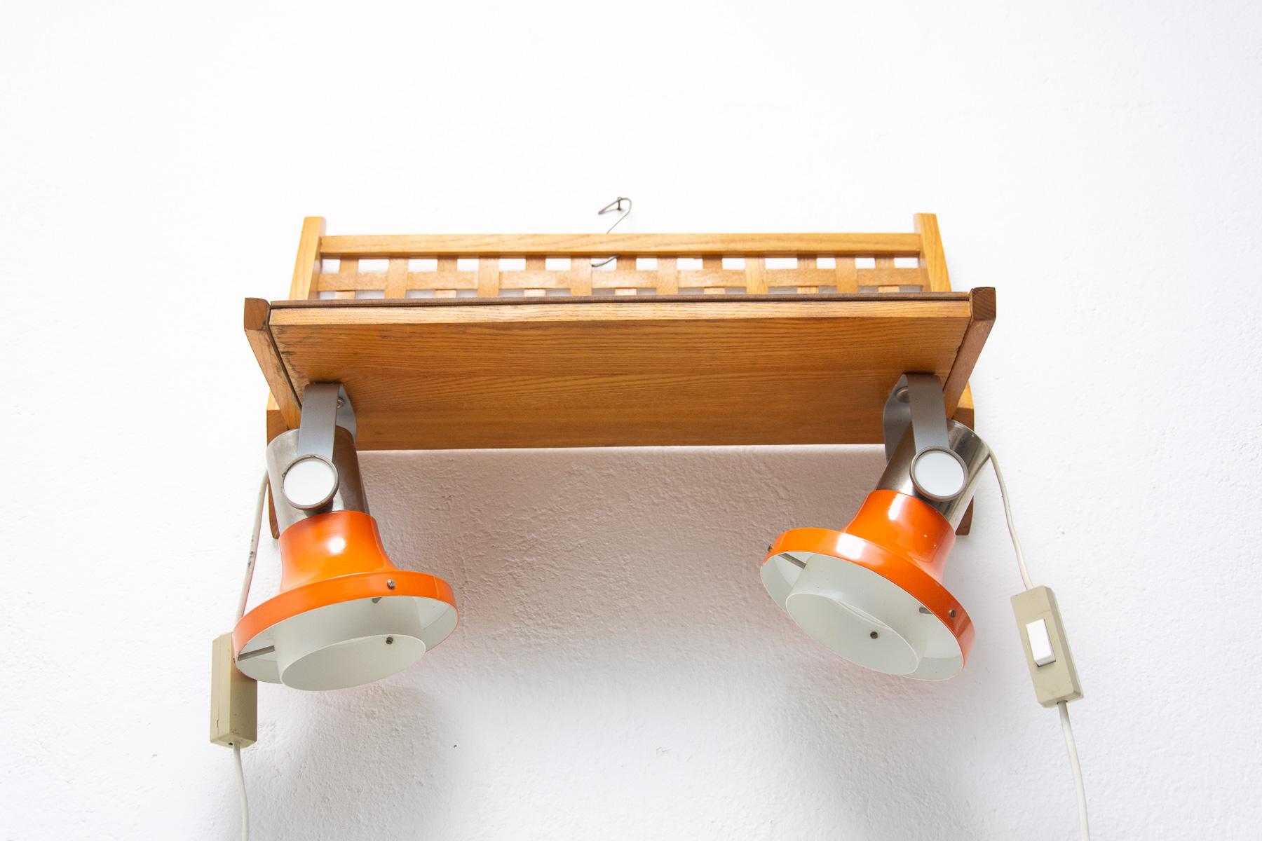 Mid Century Wall Shelf with Built-In Lamps by Uluv, Czechoslovakia 1960´s For Sale 1