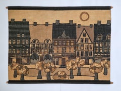 Arazzo da parete di metà secolo City, Hans Jürgen Schöbel per Södahl, Danimarca, anni '60