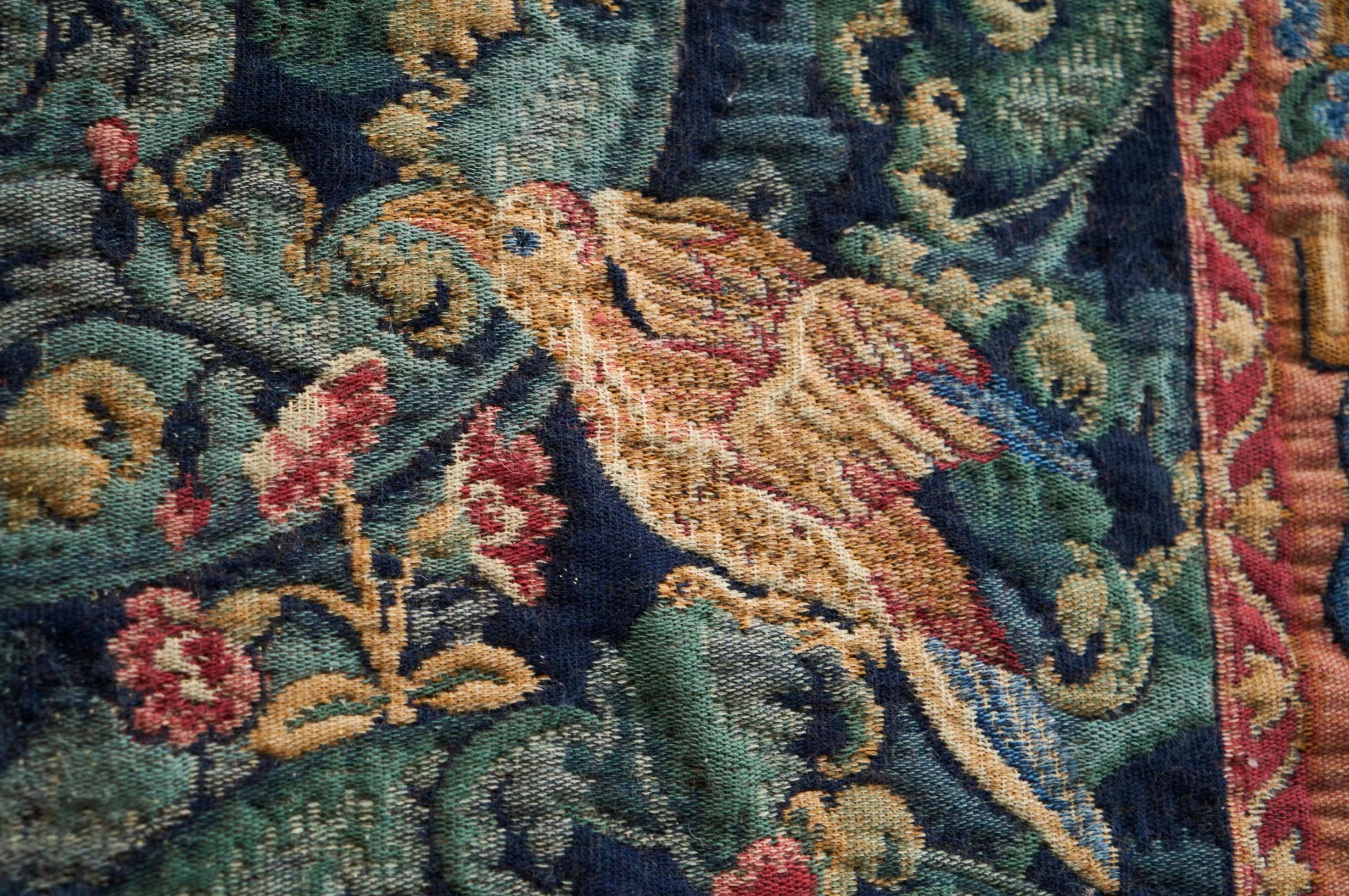 Mid Century Wall Tapestry with Birds, Animals and Foliage Belgium 1960s For Sale 3