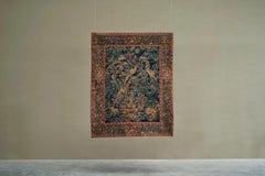 Mid Century Wall Tapestry with Birds, Animals and Foliage Belgium 1960s