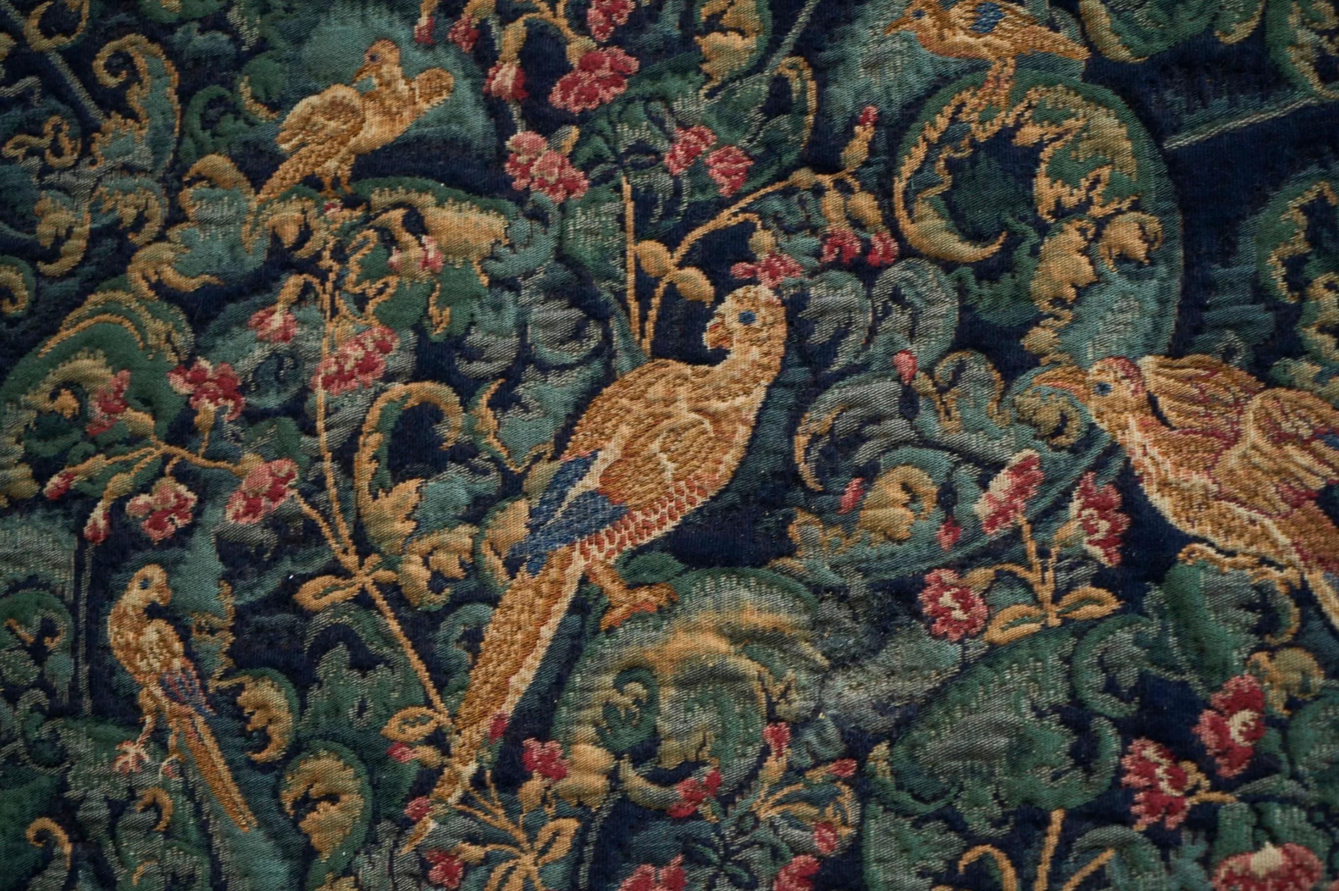 Hand-Crafted Mid Century Wall Tapestry with Birds, Animals and Foliage Belgium 1960s For Sale