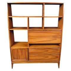 Retro Mid-Century Wall Unit with Fold Out Desk