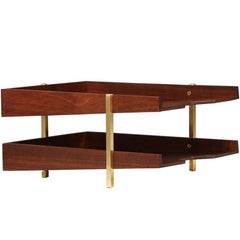 Midcentury Walnut and Brass Paper Tray Holder