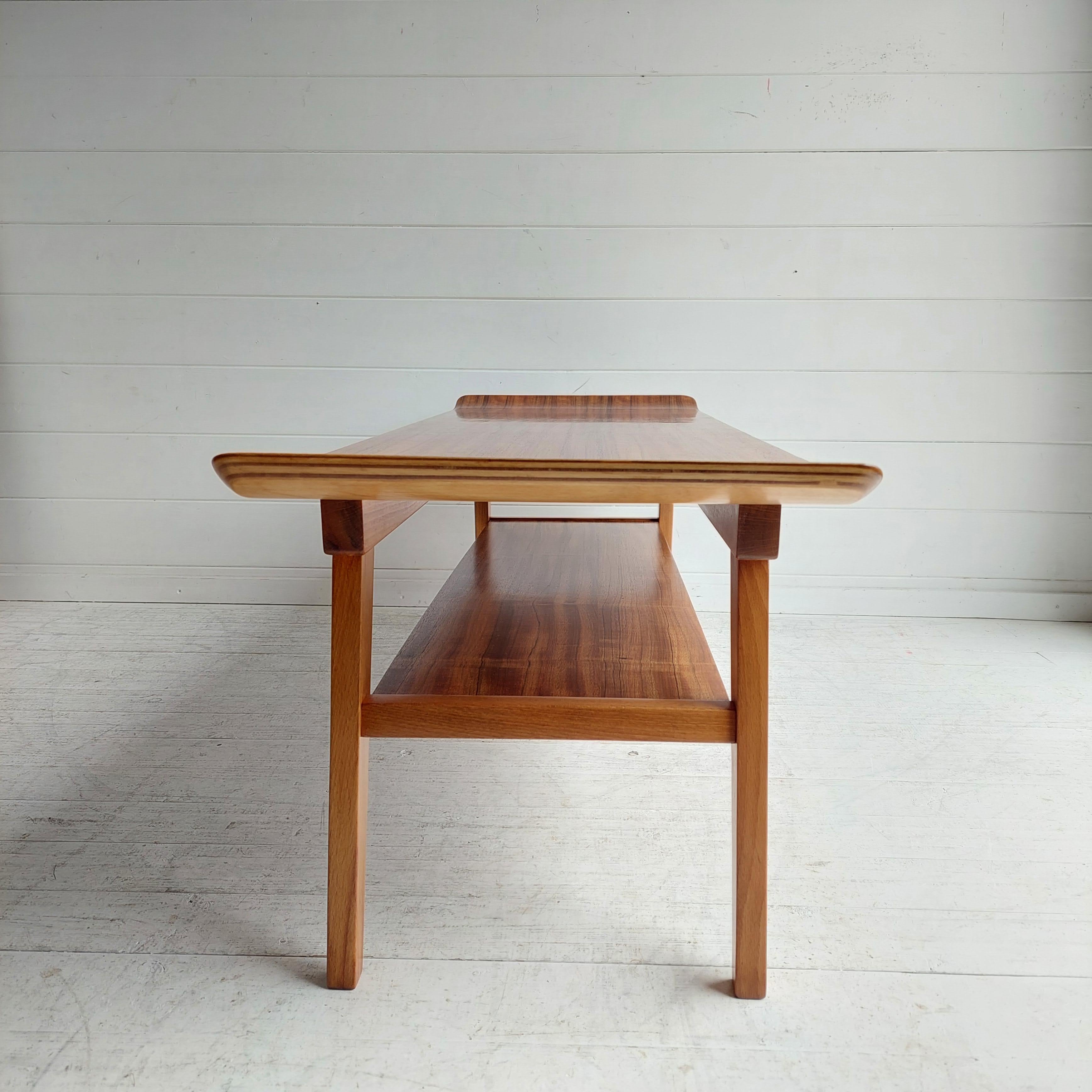 Mid Century Walnut 2 tier coffee table Ewart Myer for Horatio Myer and Co, 1960s 4