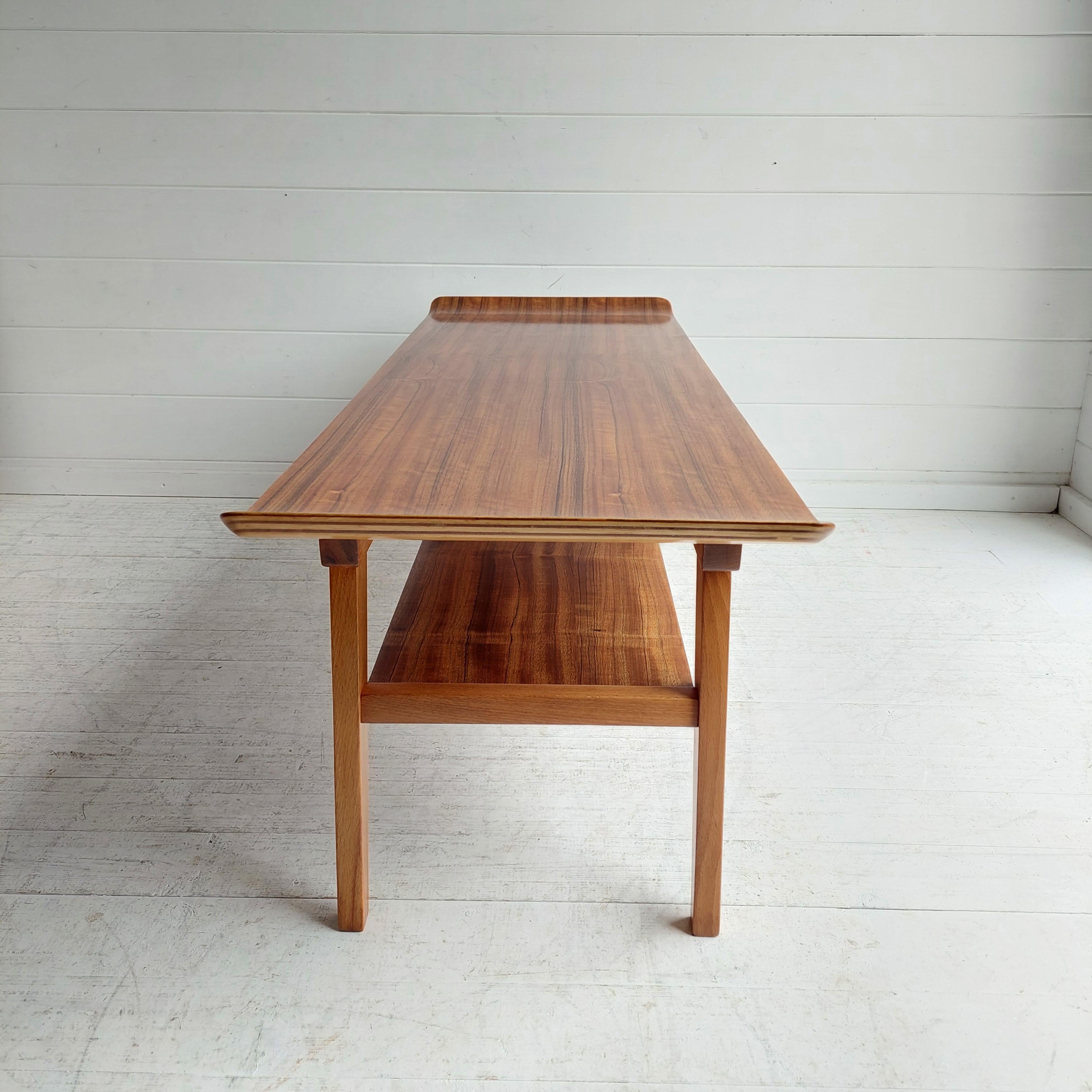 Mid Century Walnut 2 tier coffee table Ewart Myer for Horatio Myer and Co, 1960s For Sale 5