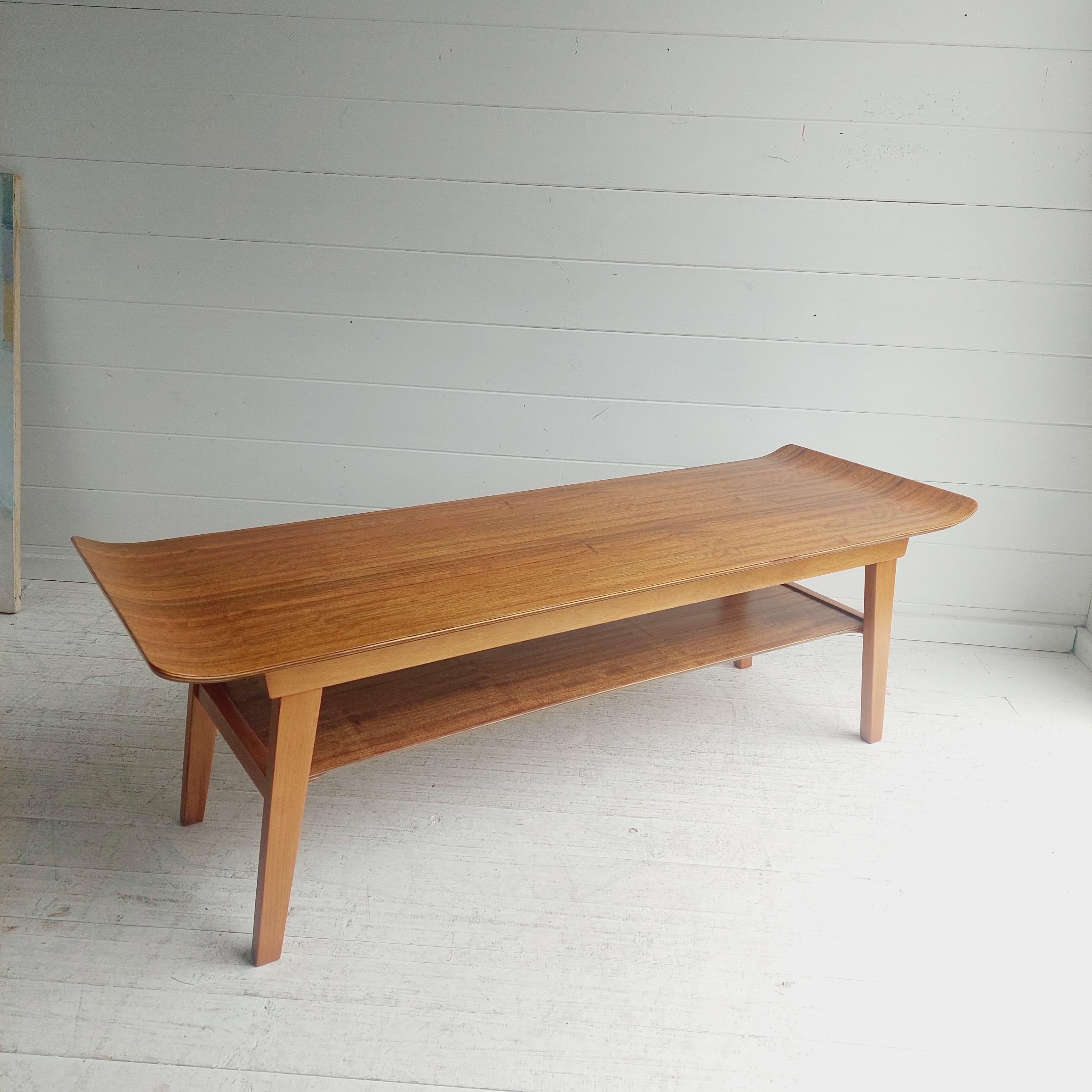 Mid Century Walnut 2 tier coffee table Ewart Myer for Horatio Myer and Co, 1960s For Sale 6