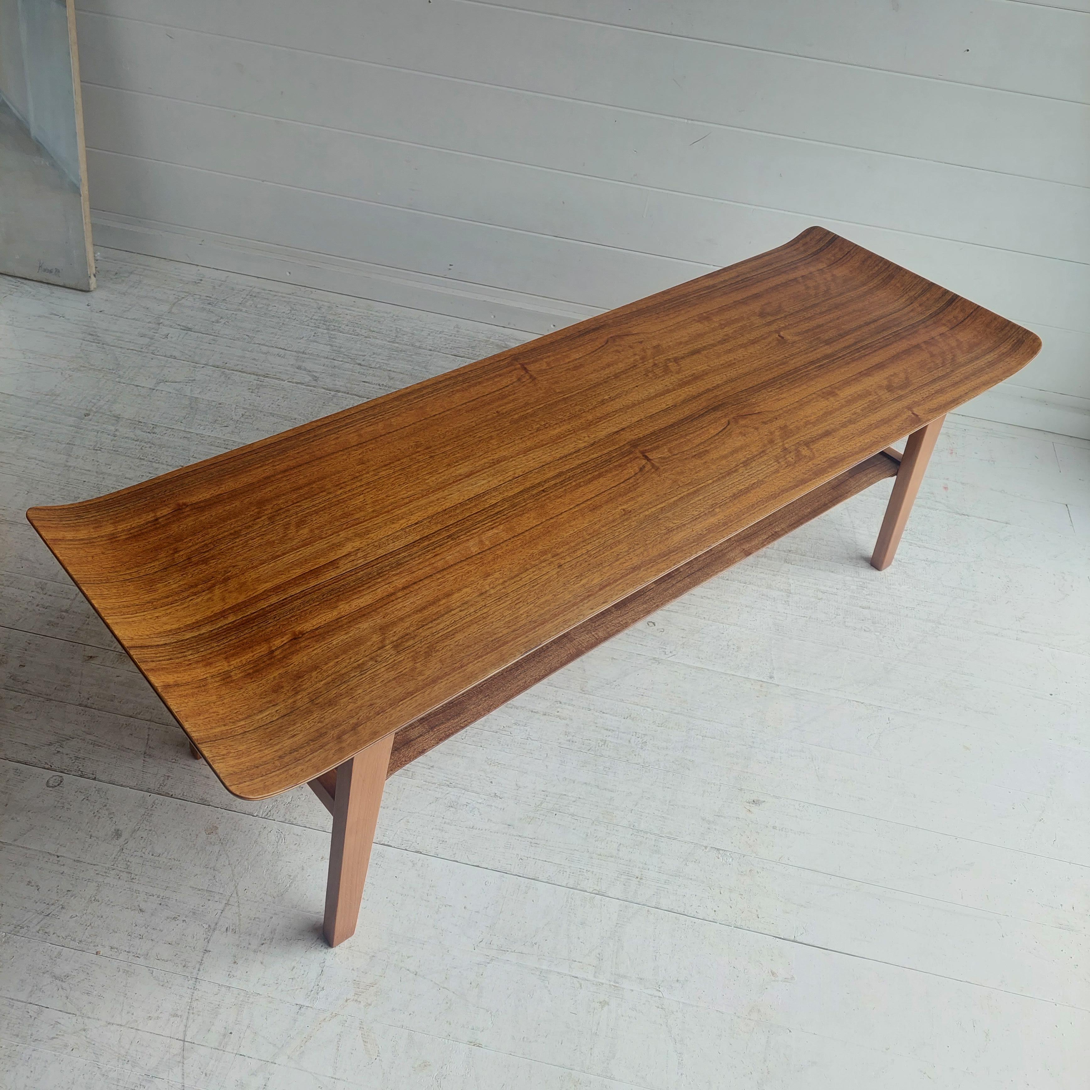 Mid Century Walnut 2 tier coffee table Ewart Myer for Horatio Myer and Co, 1960s For Sale 8