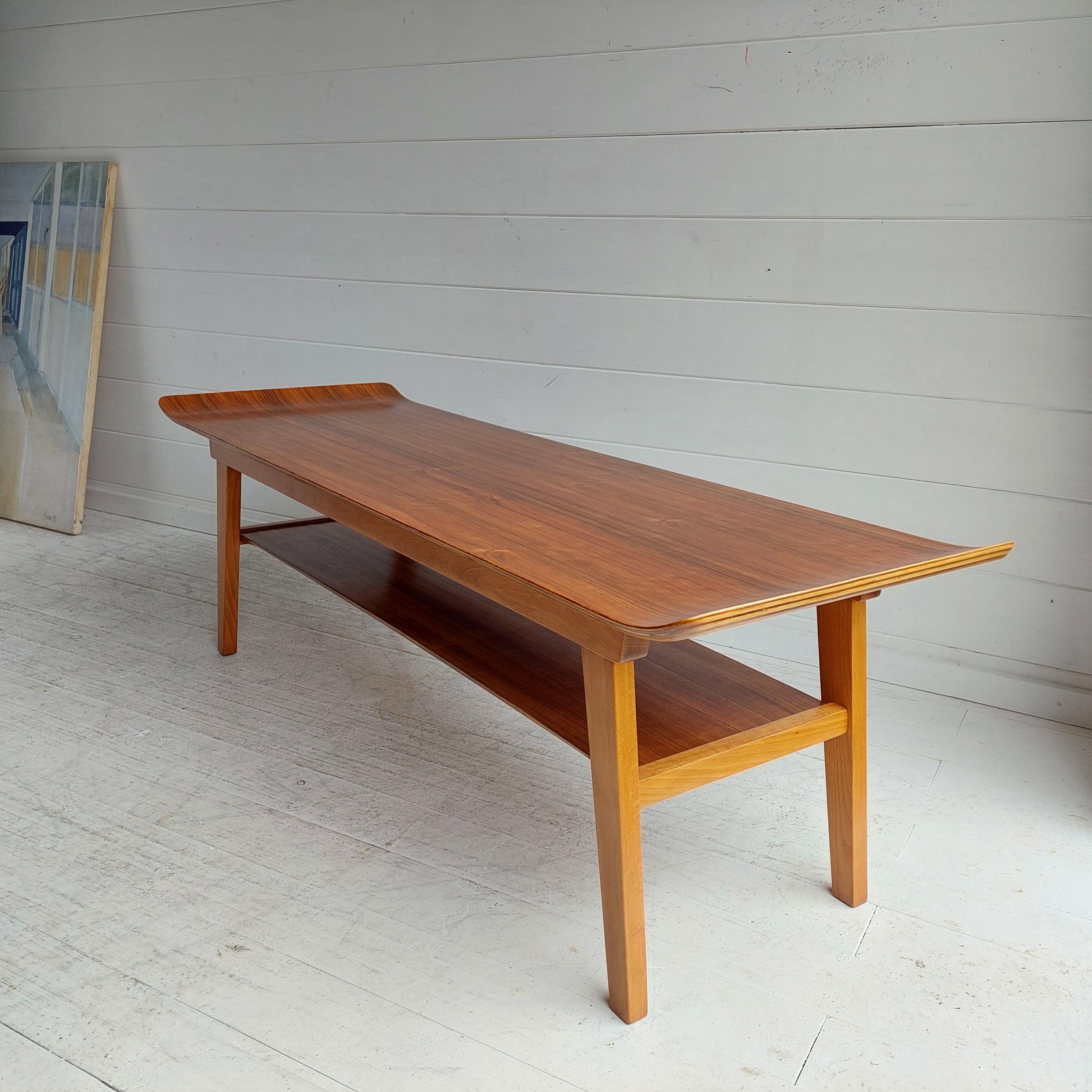 Mid Century Walnut 2 tier coffee table Ewart Myer for Horatio Myer and Co, 1960s 12