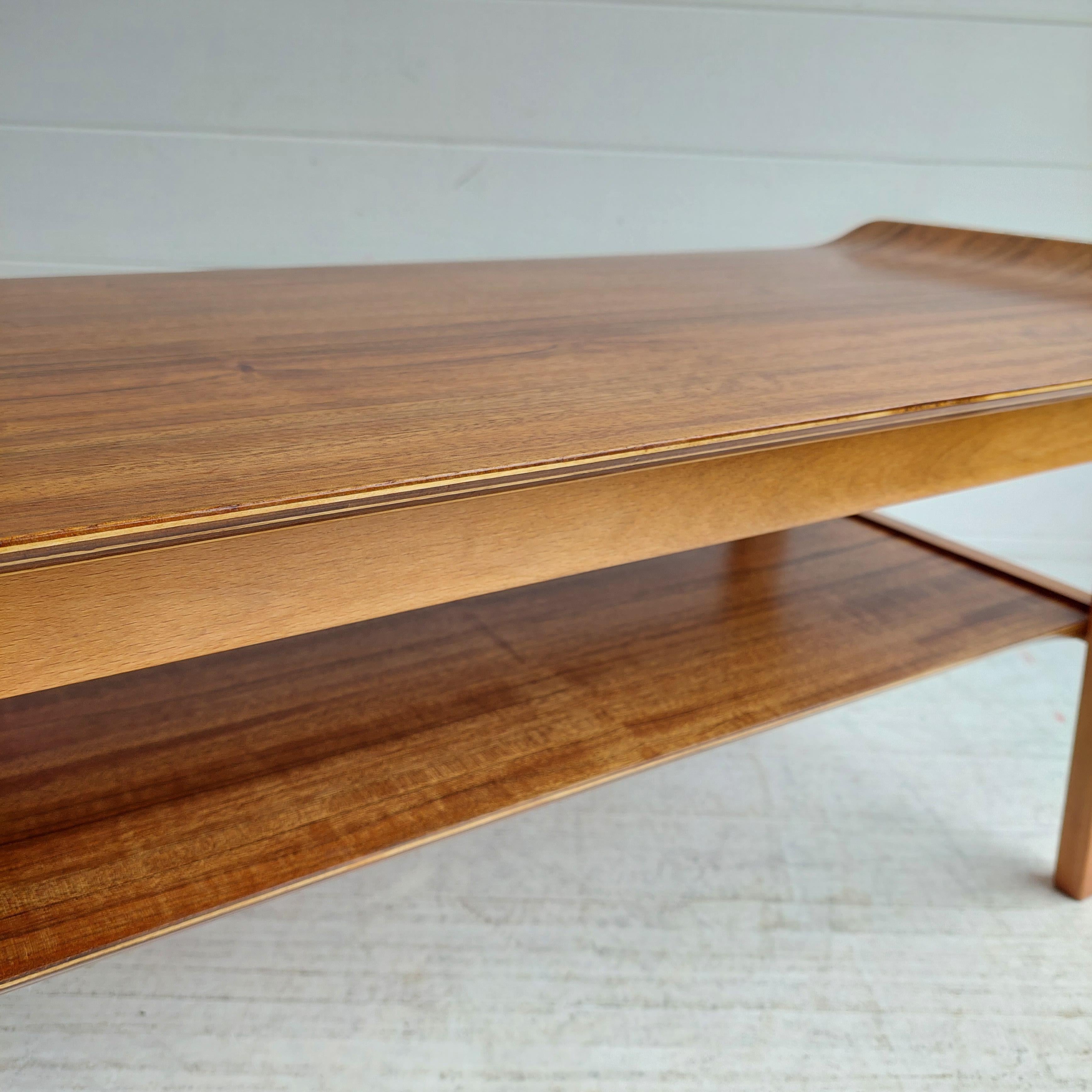 20th Century Mid Century Walnut 2 tier coffee table Ewart Myer for Horatio Myer and Co, 1960s