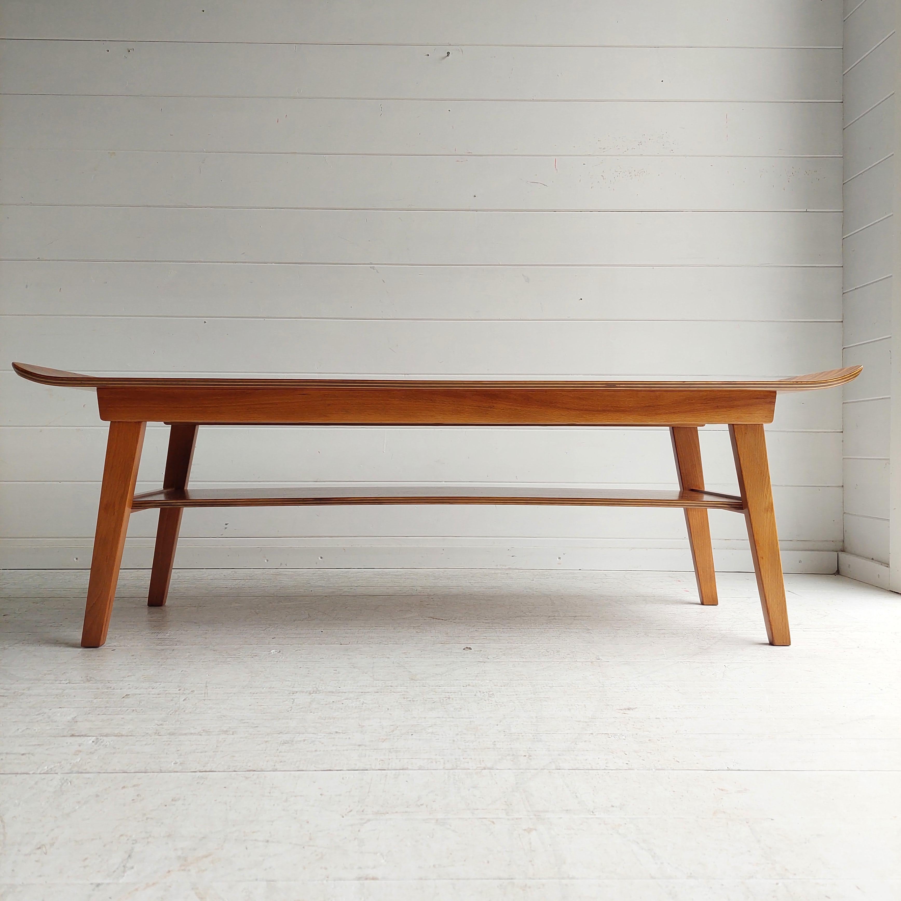 Mid Century Walnut 2 tier coffee table Ewart Myer for Horatio Myer and Co, 1960s 1